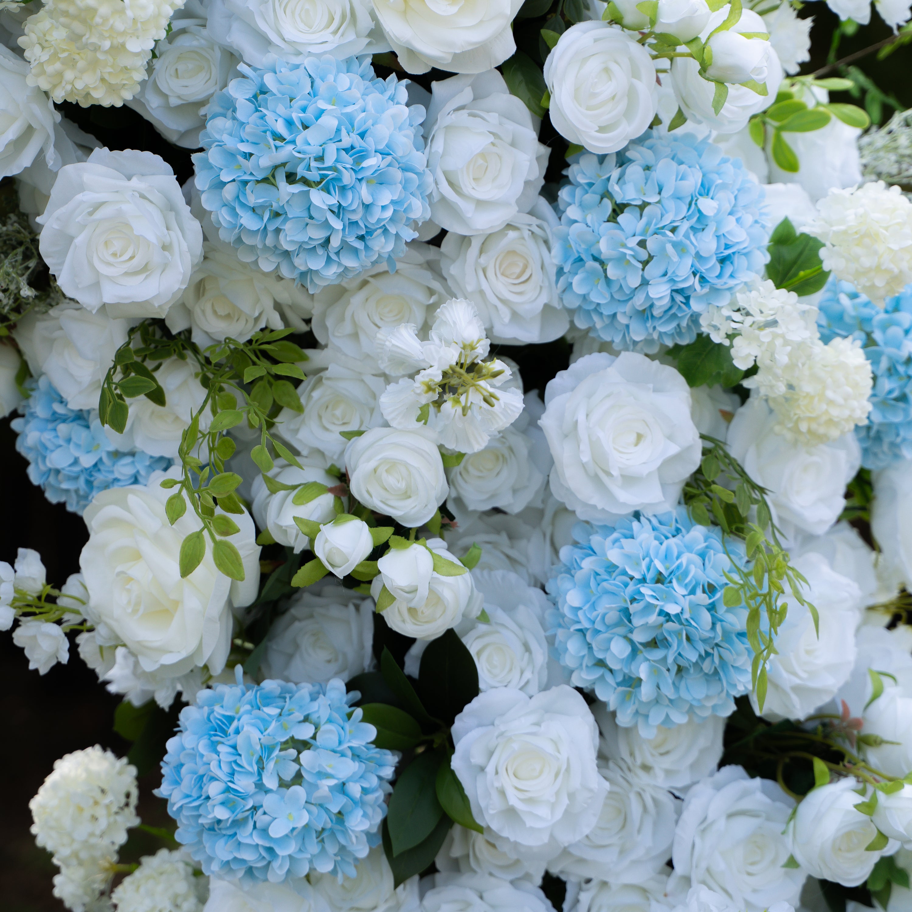 Glacier:2026 New White and Green Flower Arch including light Blue Hydrangea for Wedding&Party Decoration