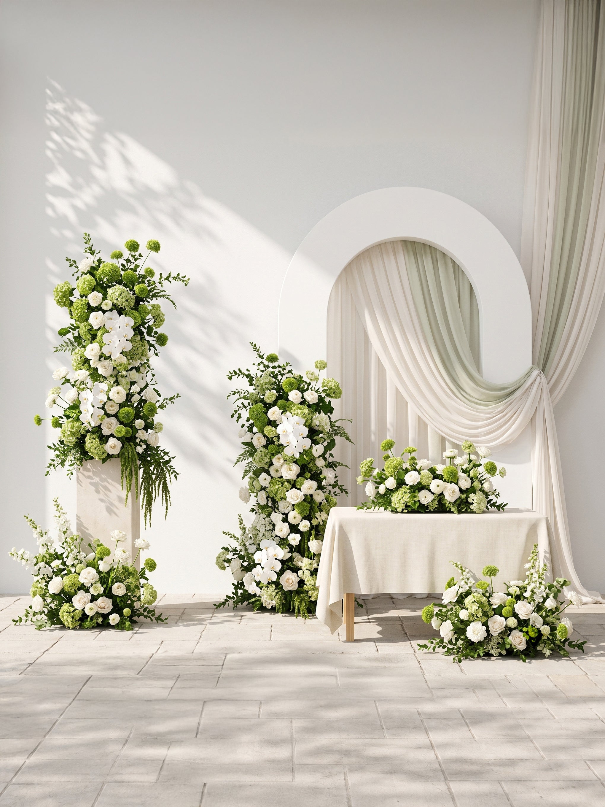 Glenrose: Silk Wedding Full Floral Decor Set Arch Aisle Table Flower Arrangement for Romantic Weddings & Proposals — front view