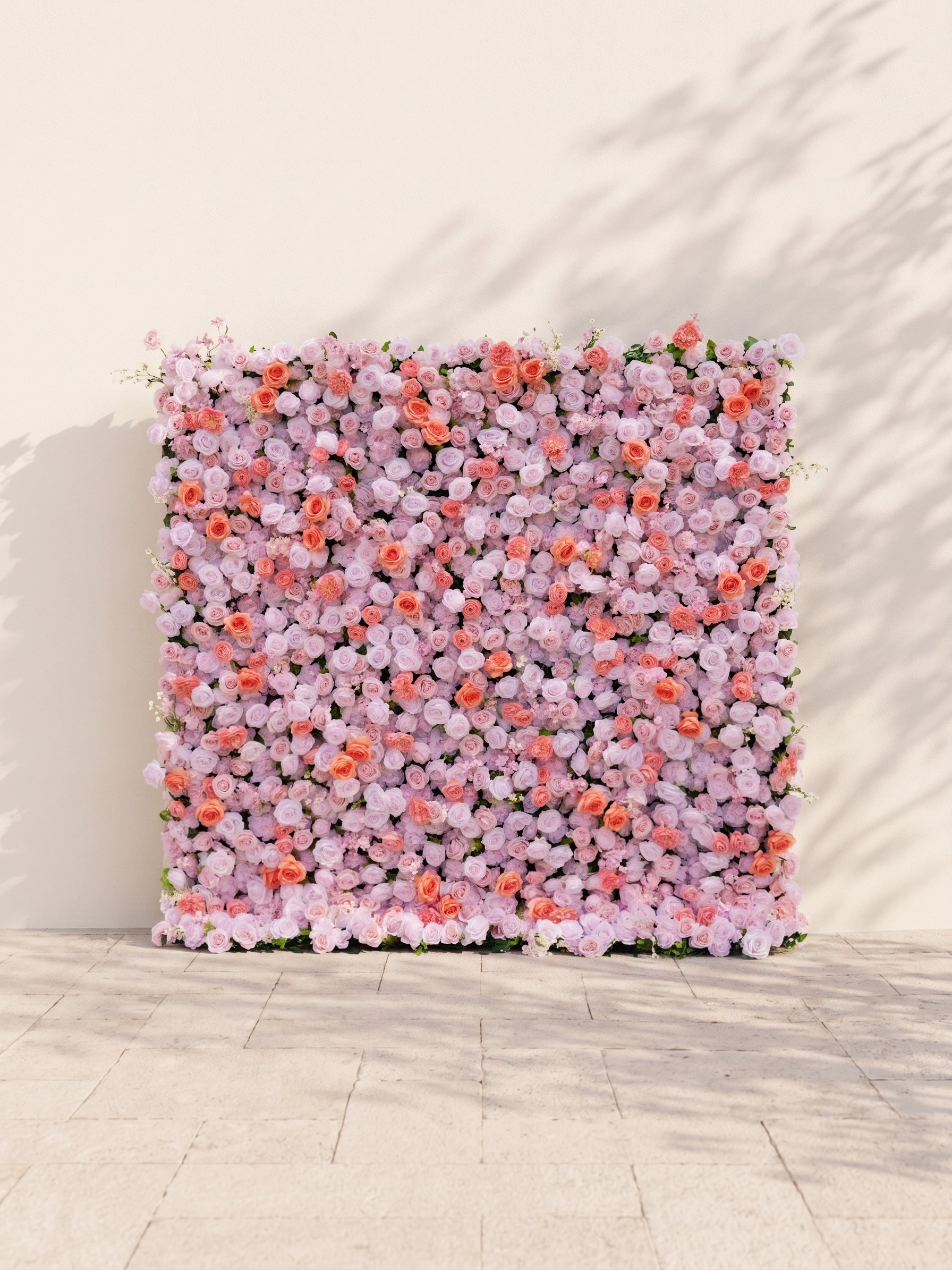 Glenyne 5D Fabric Artificial rolling up curtain flower wall — front view