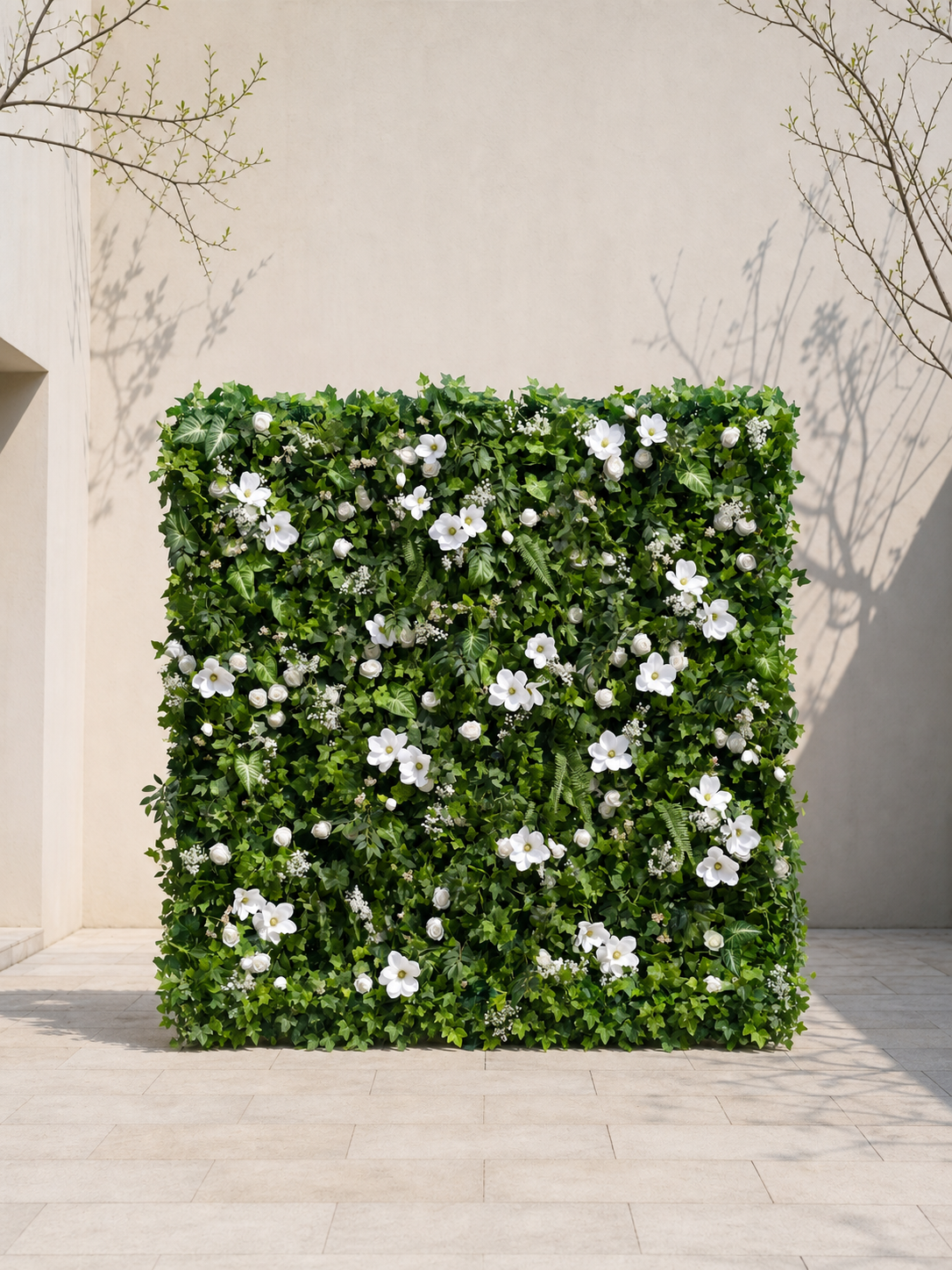 Hazella 5D Fabric Artificial rolling up curtain flower wall — front view