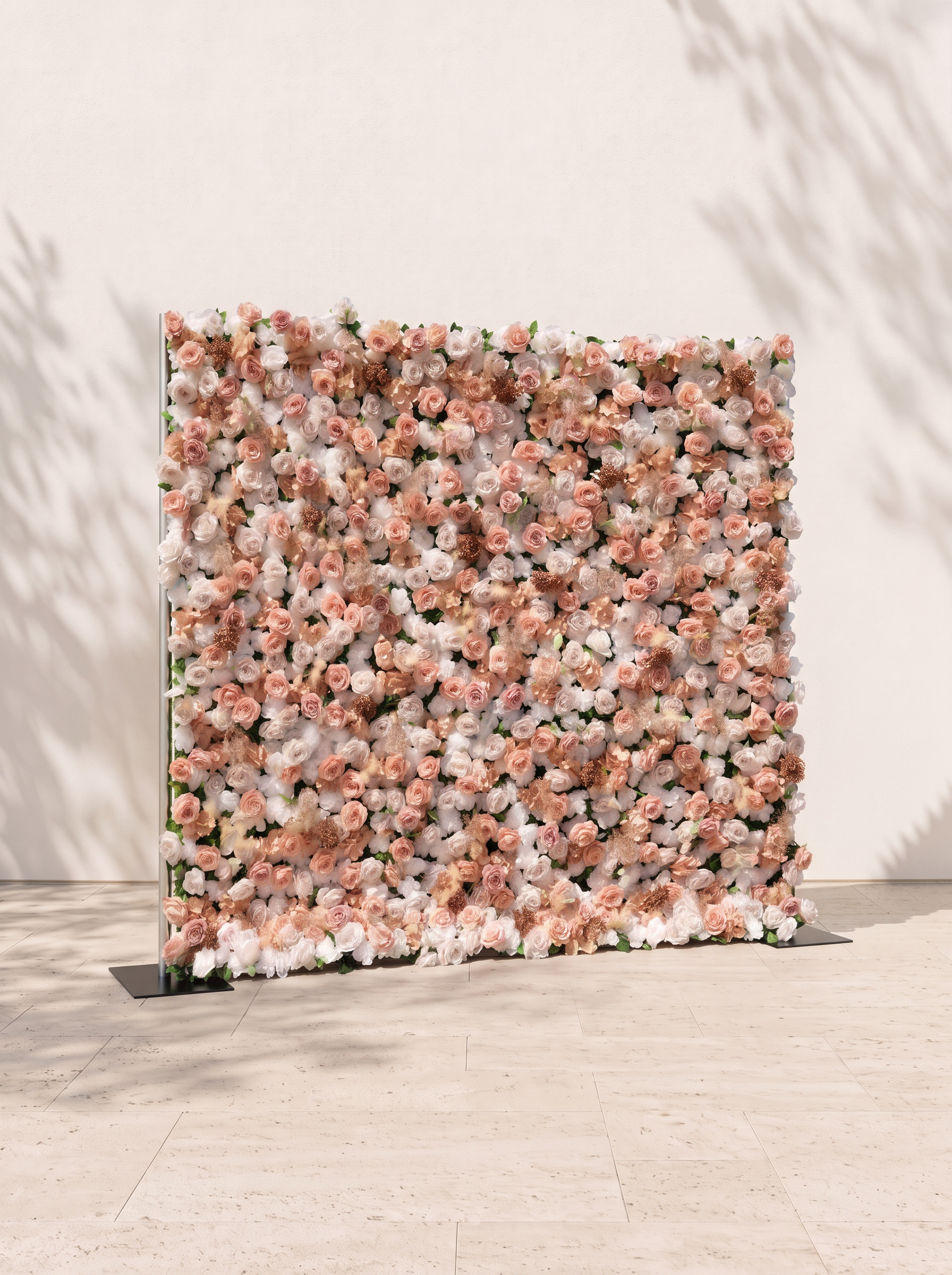 Hazlina 5D Fabric Artificial rolling up curtain flower wall — left view