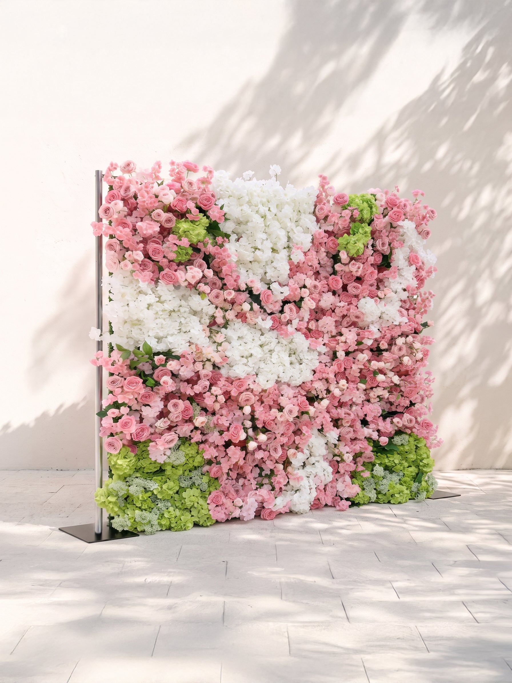 Helelia: 5D Fabric Artificial rolling up curtain flower wall — left view