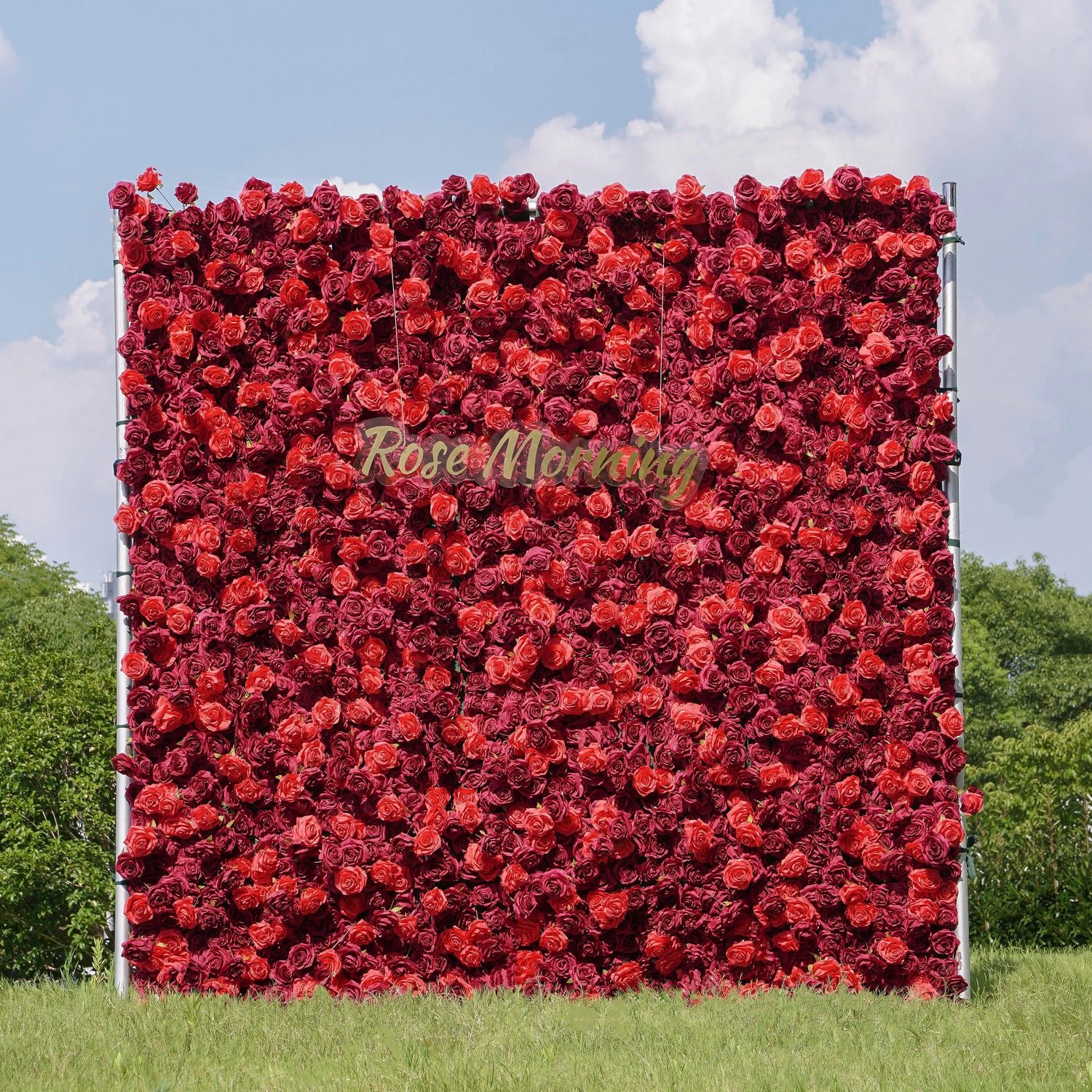 Hot:5D Fabric Artificial rolling up curtain flower wall