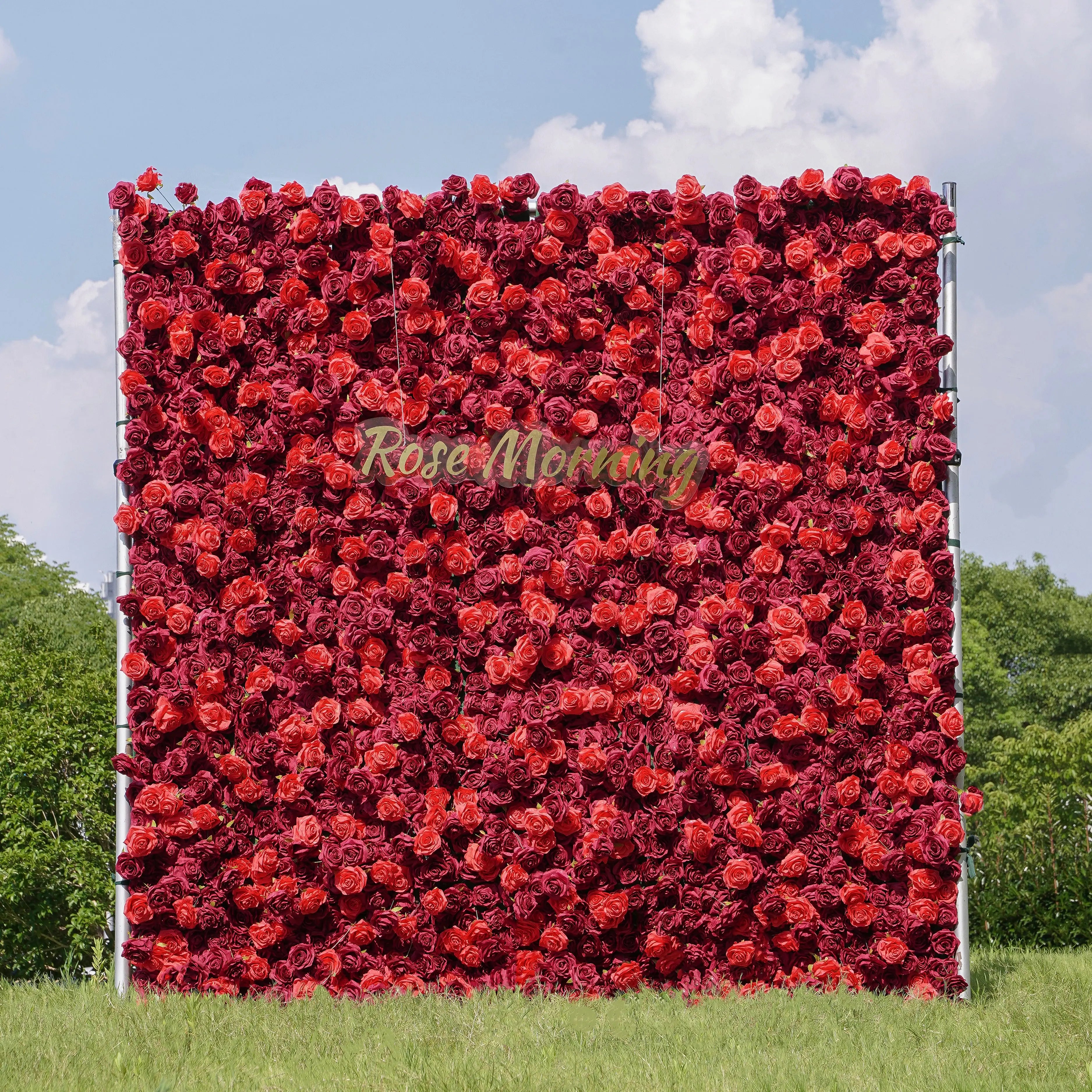 Hot:5D Fabric Artificial rolling up curtain flower wall