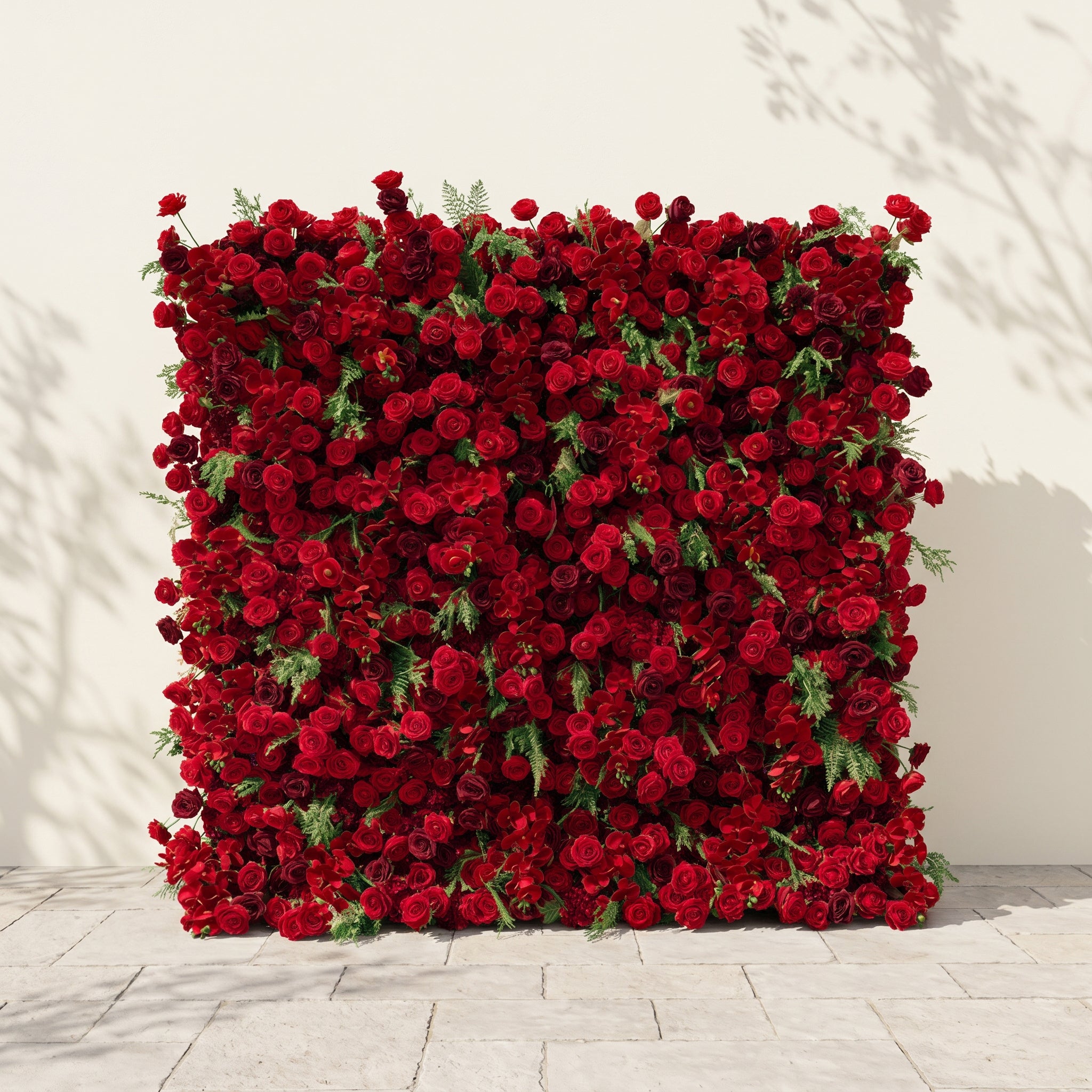 Ivelaria: New Luxury 5D Red Roses Flower Wall with Greenery for Weddings&Event Decor ivelaria front