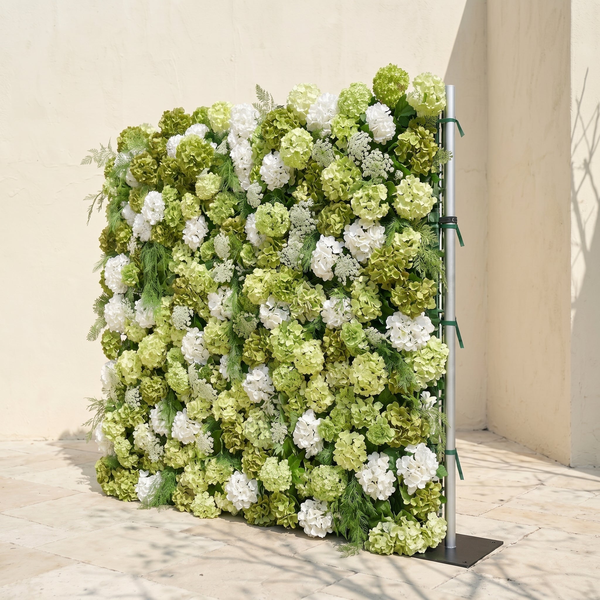 Ivelenna:Serene 5D Light Green & White Floral Wall Roll-Up Backdrop for Spring-Themed Celebrations