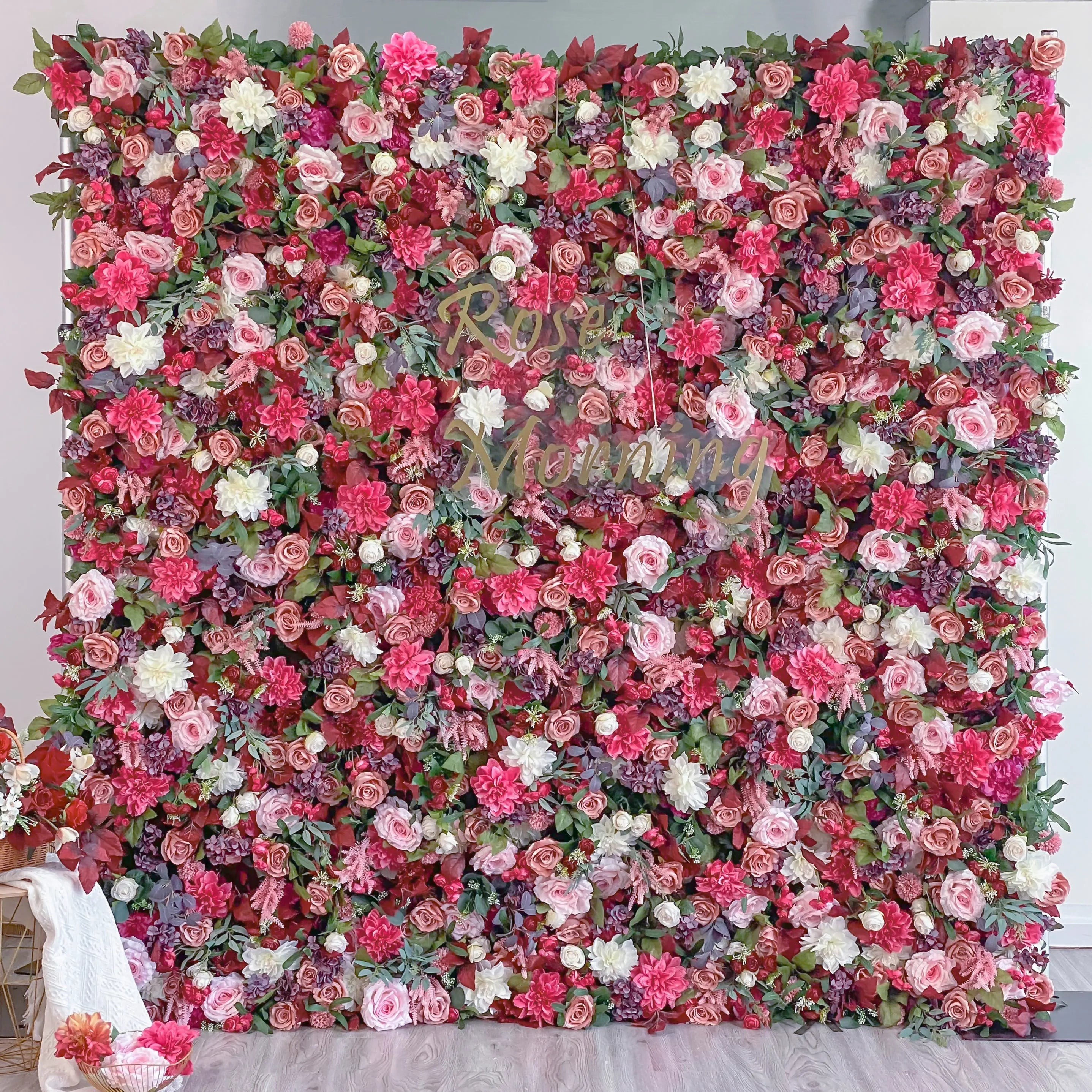 JoJo:5D Garden Series New Fabric Artificial rolling up curtain flower wall