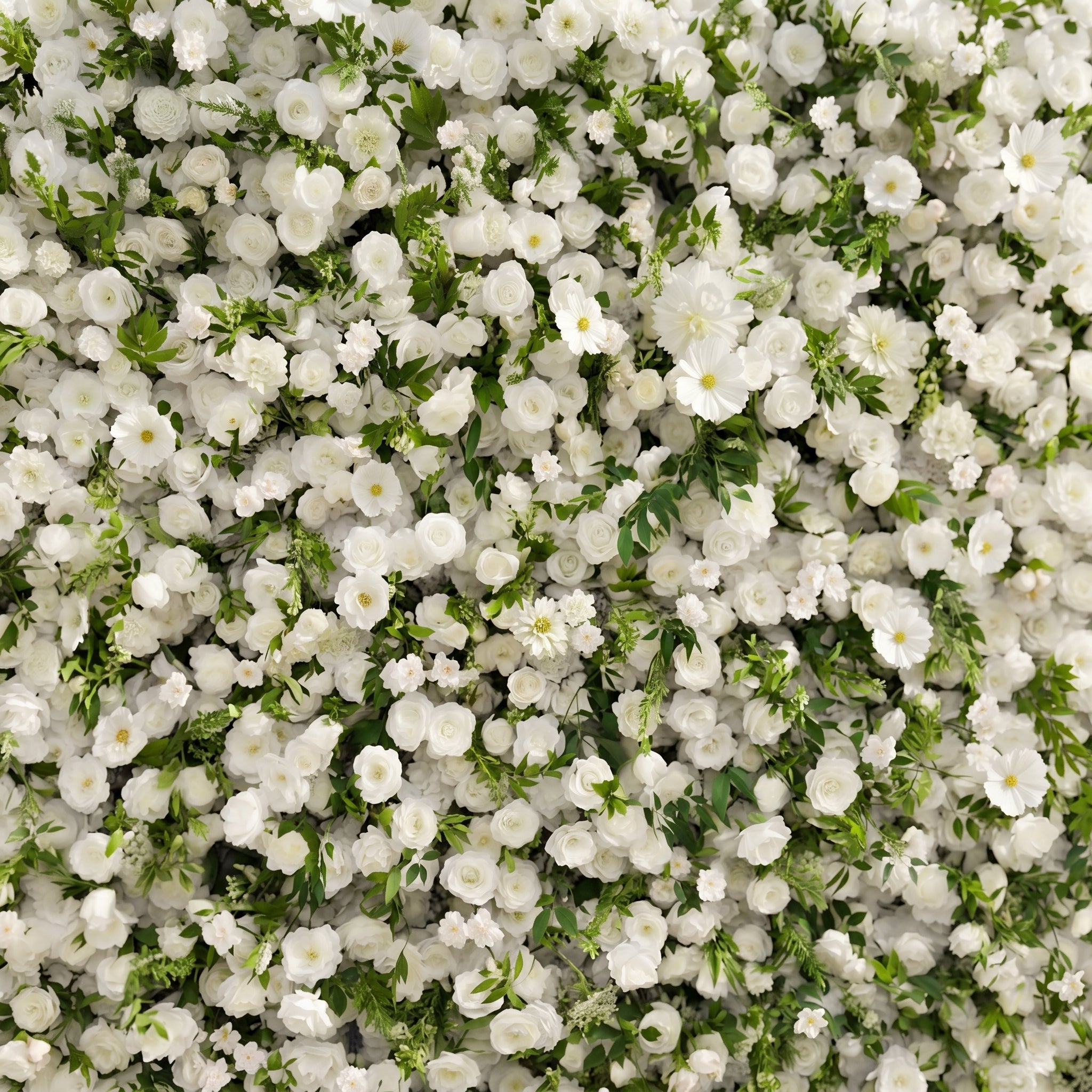 Karelalia:Premium 5D Ivory & Greenery Silk Floral Wall Roll-Up Backdrop for Elegant Minimalist Events