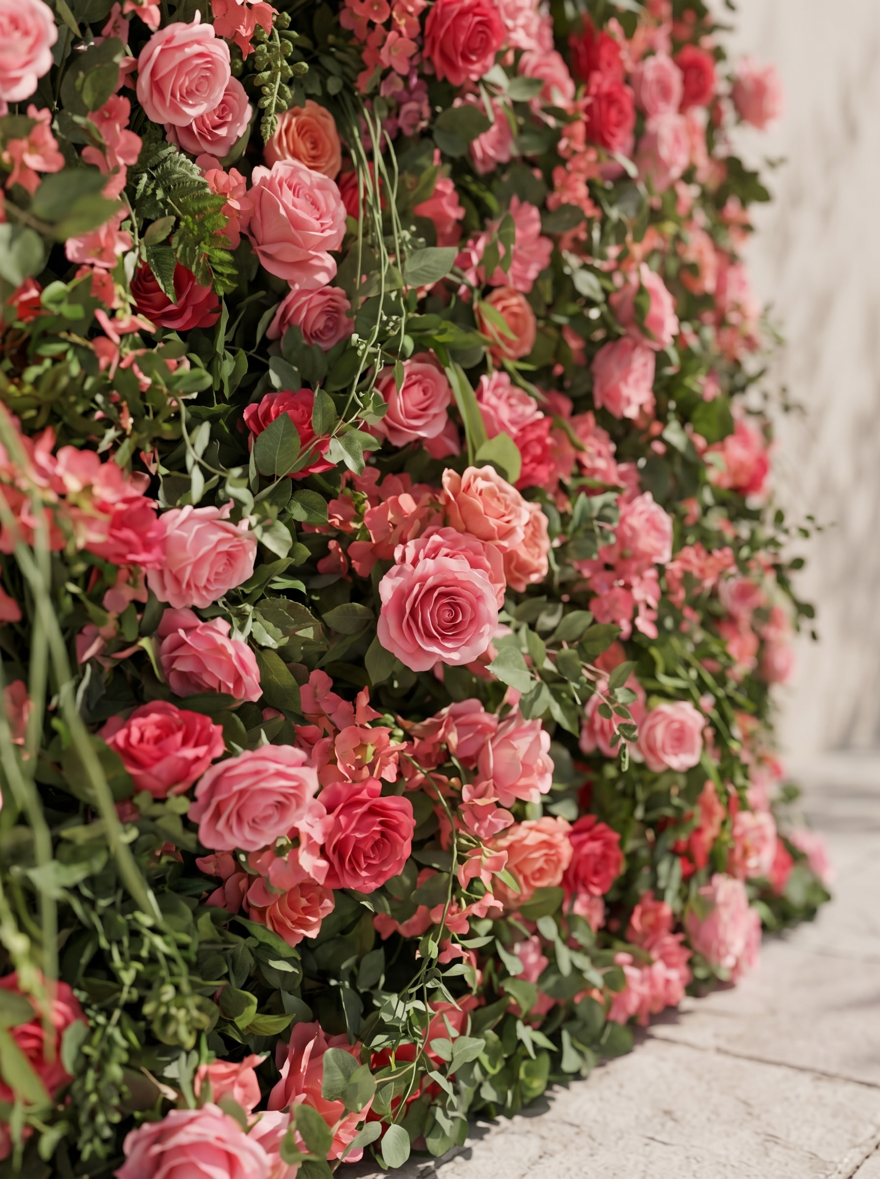 Karelnella: 5D Fabric Artificial rolling up curtain flower wall — floral detail