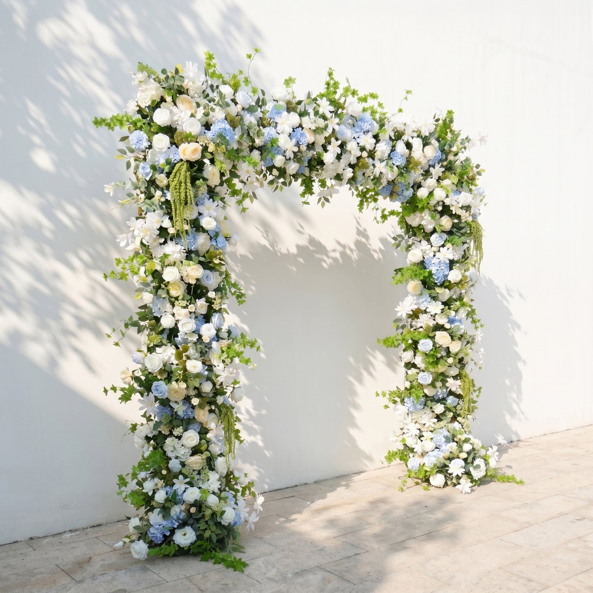 Keirie:Luxury White&Blue Flower Arch Square Arch for Weddings&Event Decor Including Frame keirie left