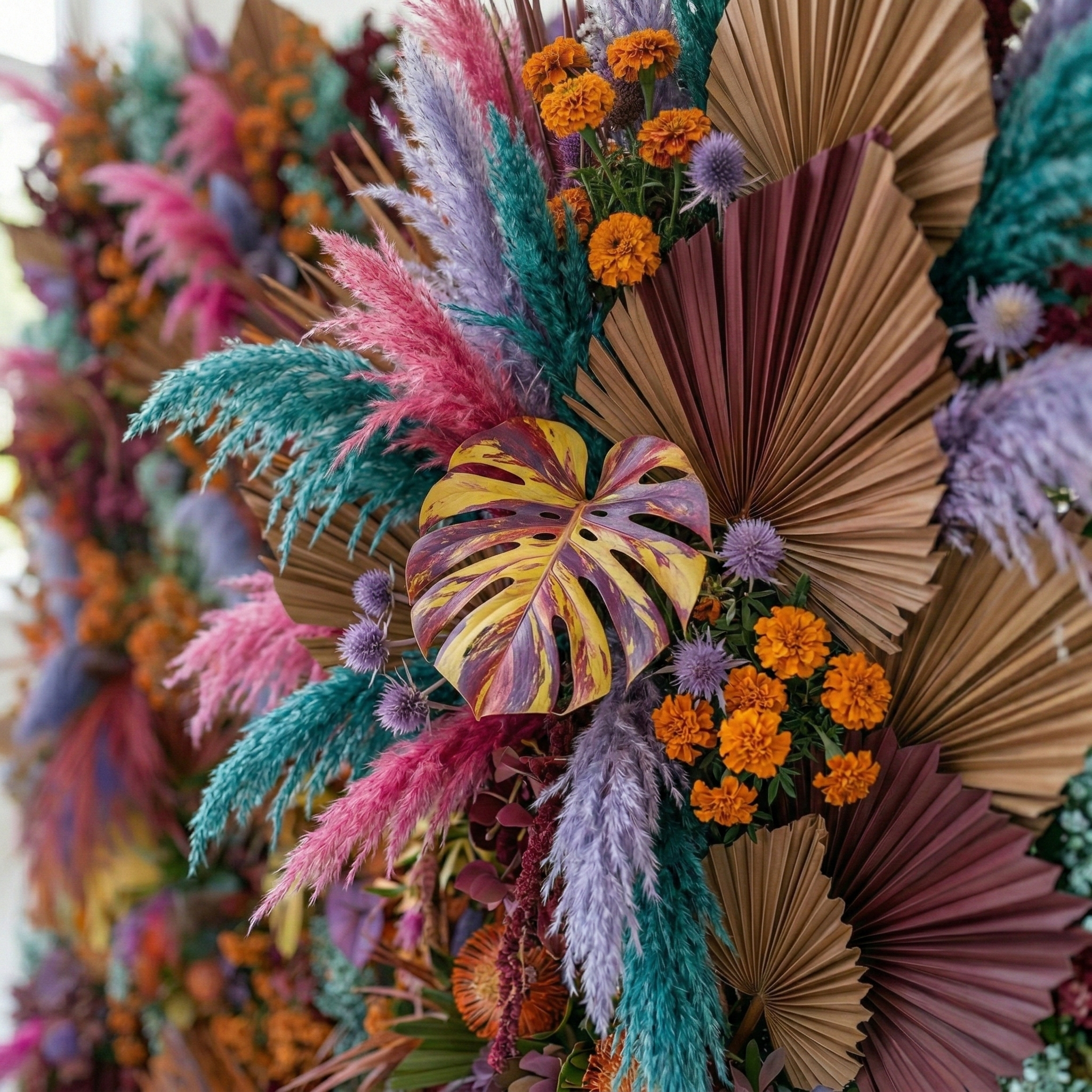Kieran: 5D Tropical Exotic Silk Floral Wall Roll-Up Fabric Backdrop with Luxury Fashion Events & Studio Decor
