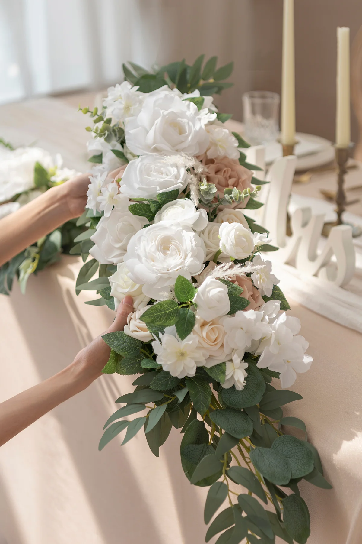 L008: 2023 Wedding Background Decoration Drapes and Flower Arrangement Not including the Frame Rose Morning