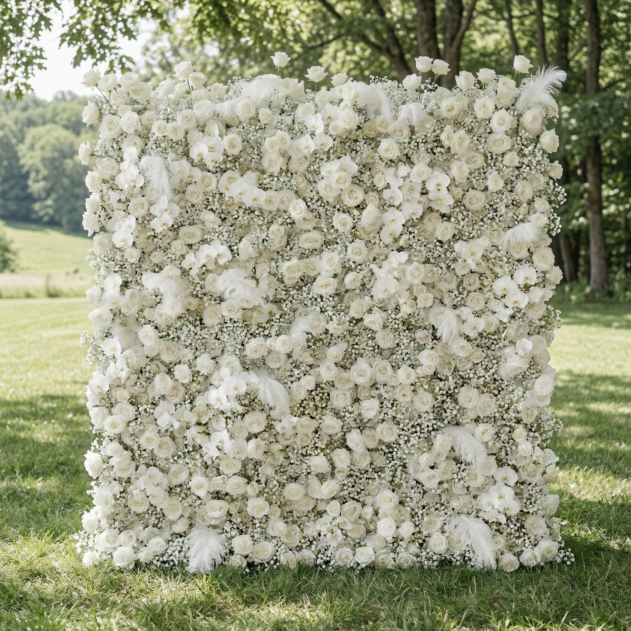 Lachlan: 5D Pure White Baby's Breath & Silk Rose Flower Wall Roll