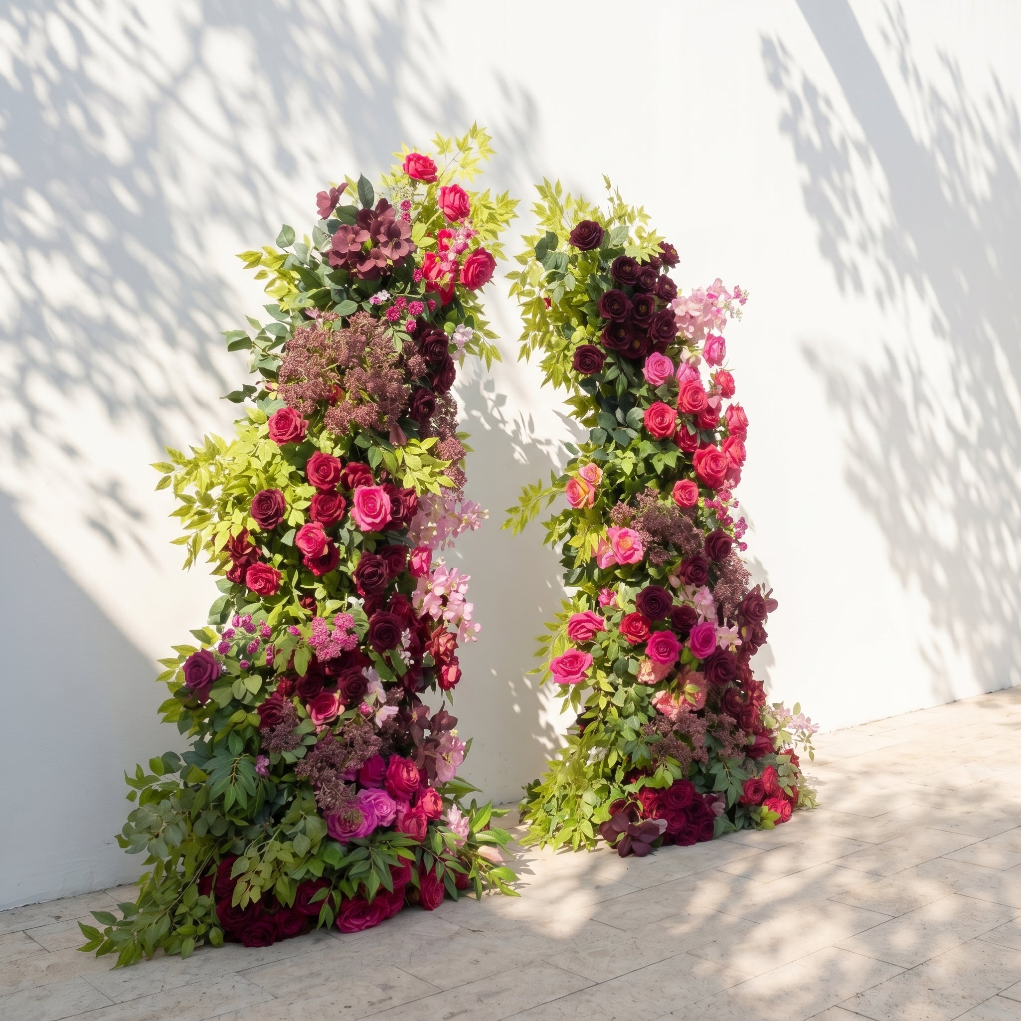 Laeliva:Luxury Pink&Red Roses Flower Arch with Greenery for Garden Weddings&Event Decor Including Frame laeliva left
