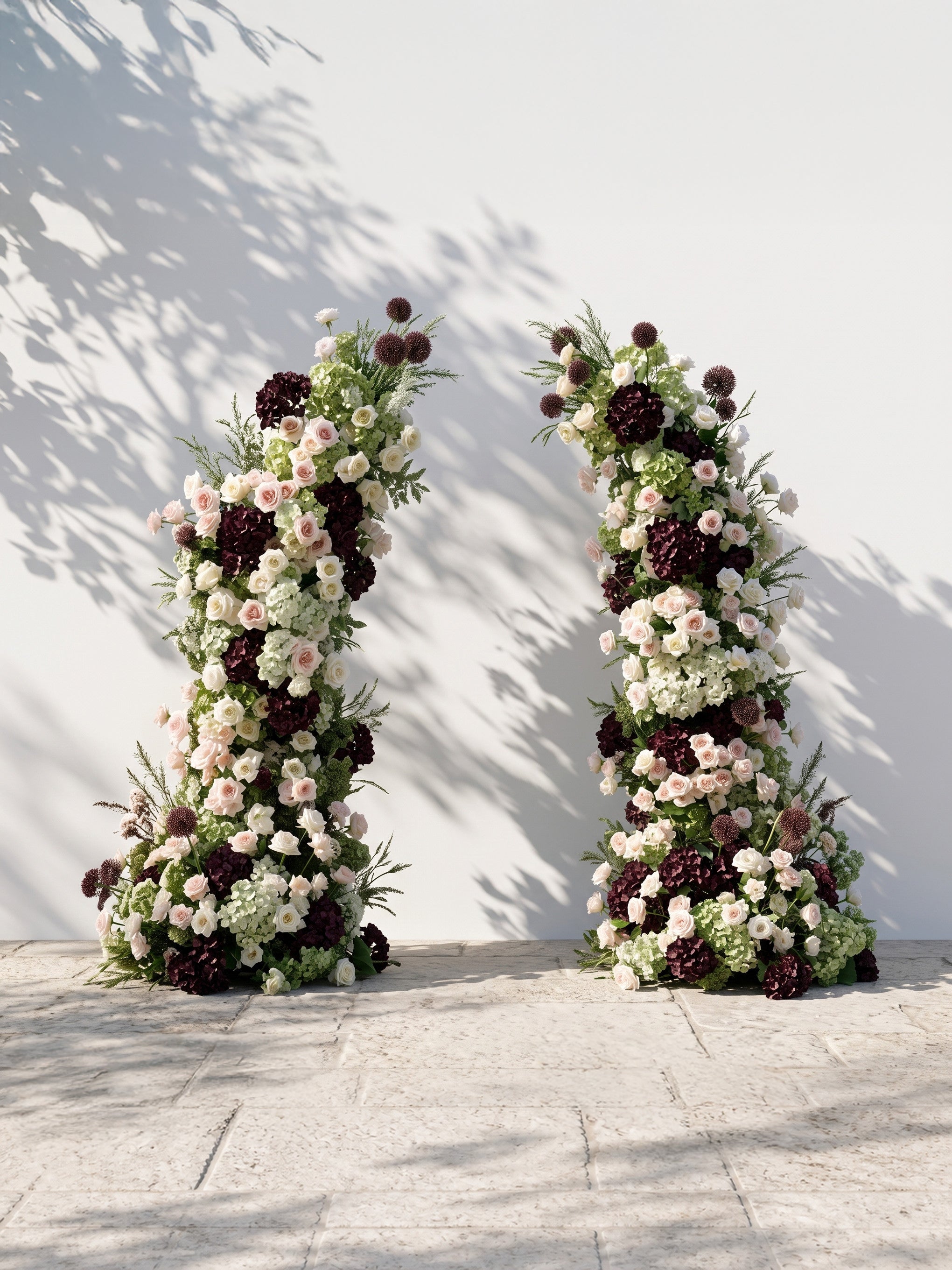 Laellune Luxury Horn Shaped Flower Arch with Frame for Wedding Party Event Backdrop Decoration — front view
