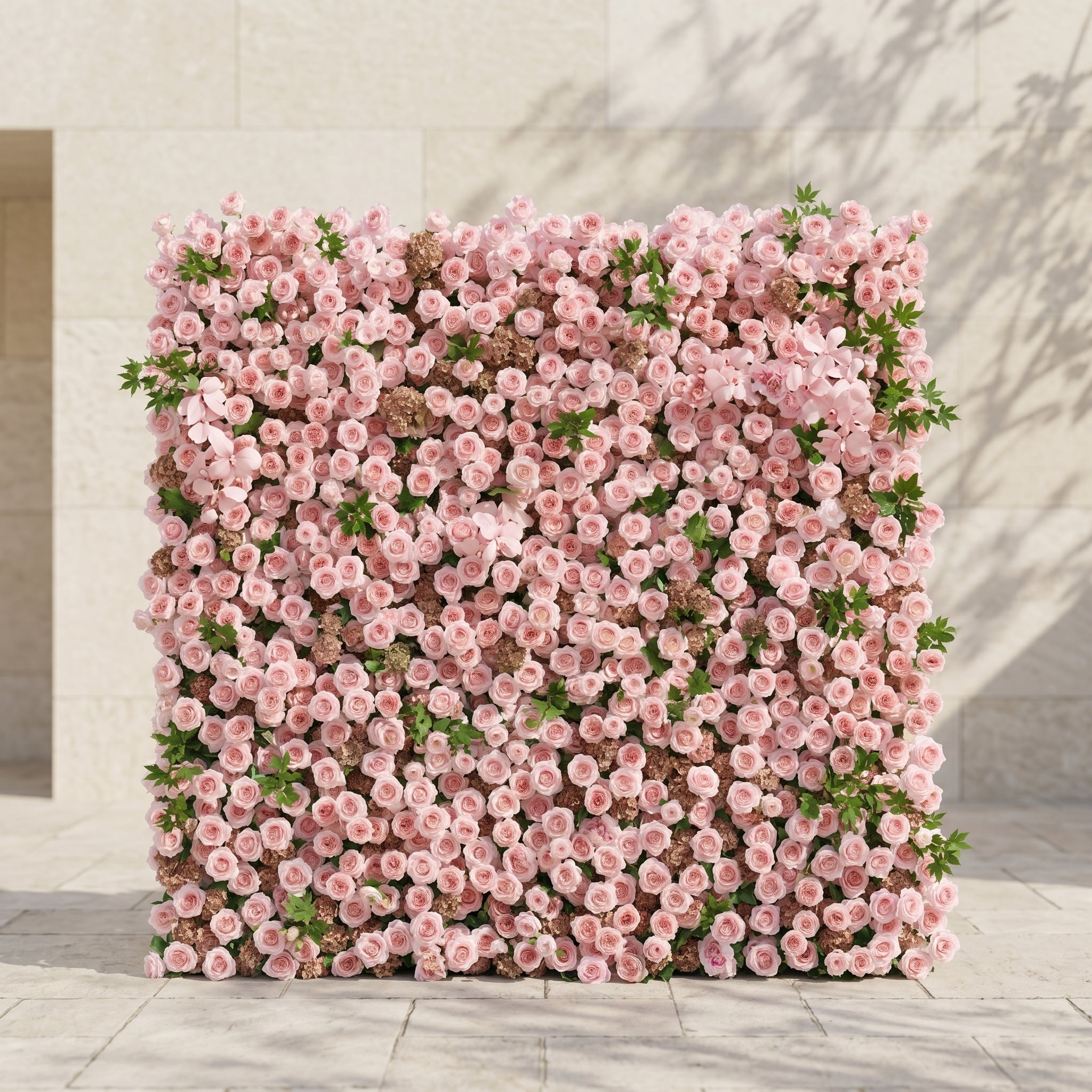 Laelsira:Luxury 5D Artificial Roll-up Pink Roses Flower Wall for Weddings&Event Decor laelsira front