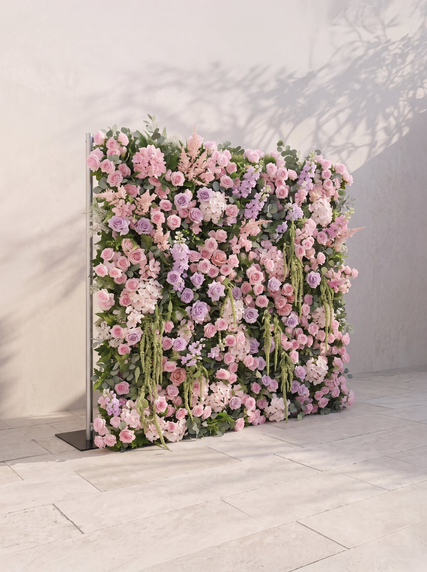 Larara: 5D Fabric Artificial rolling up curtain flower wall — left view