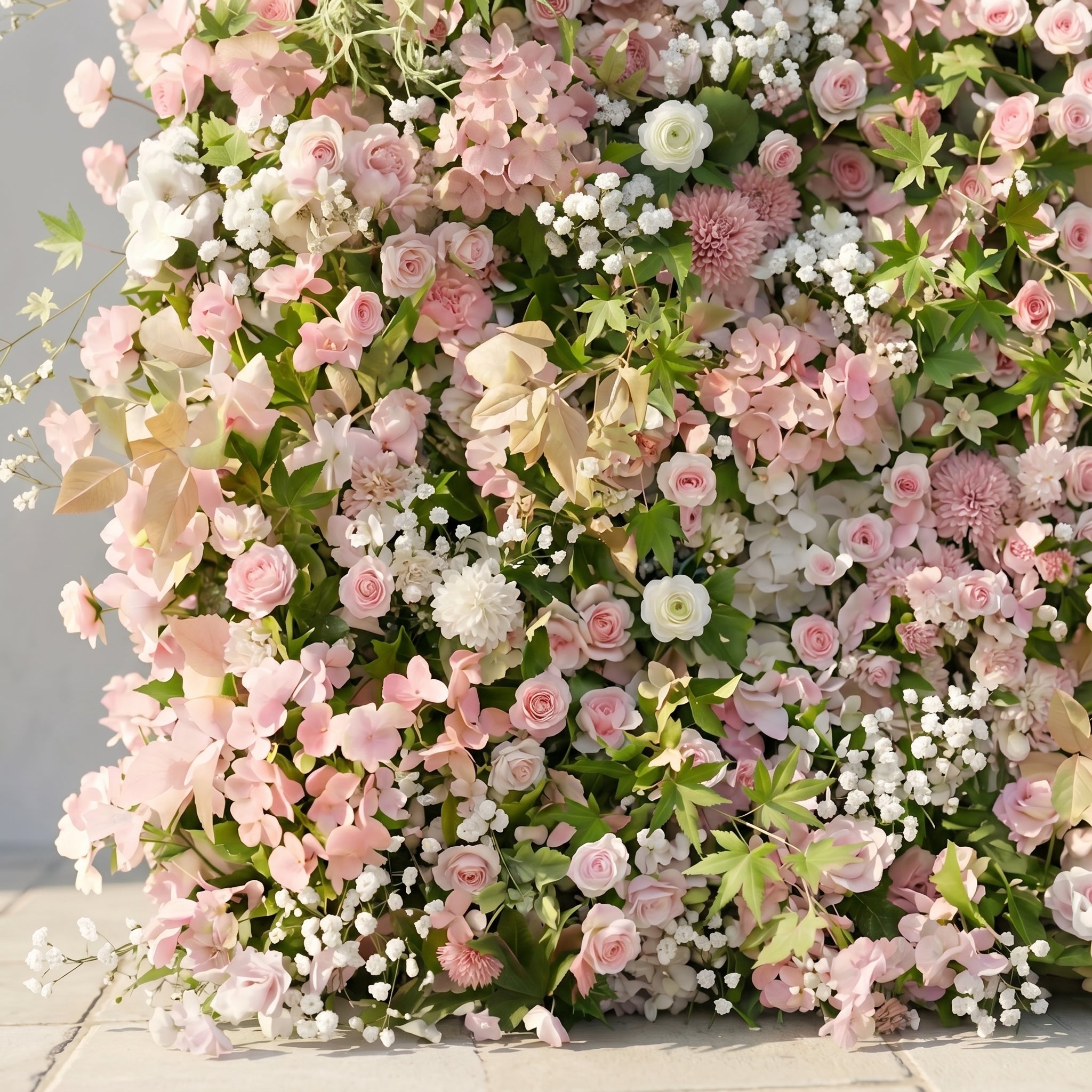 Livelia:Classic and Luxury 5D Pink&White Flower Wall with Greenery for Weddings&Event Decor livelia detail 2