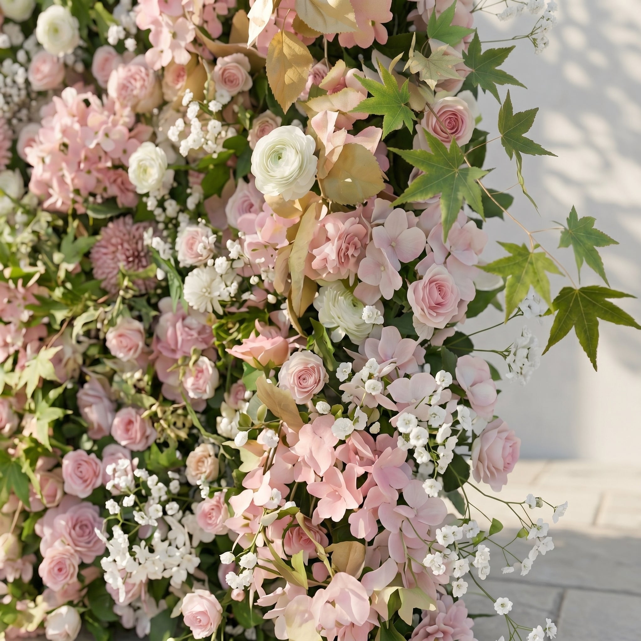 Livelia:Classic and Luxury 5D Pink&White Flower Wall with Greenery for Weddings&Event Decor livelia detail 3