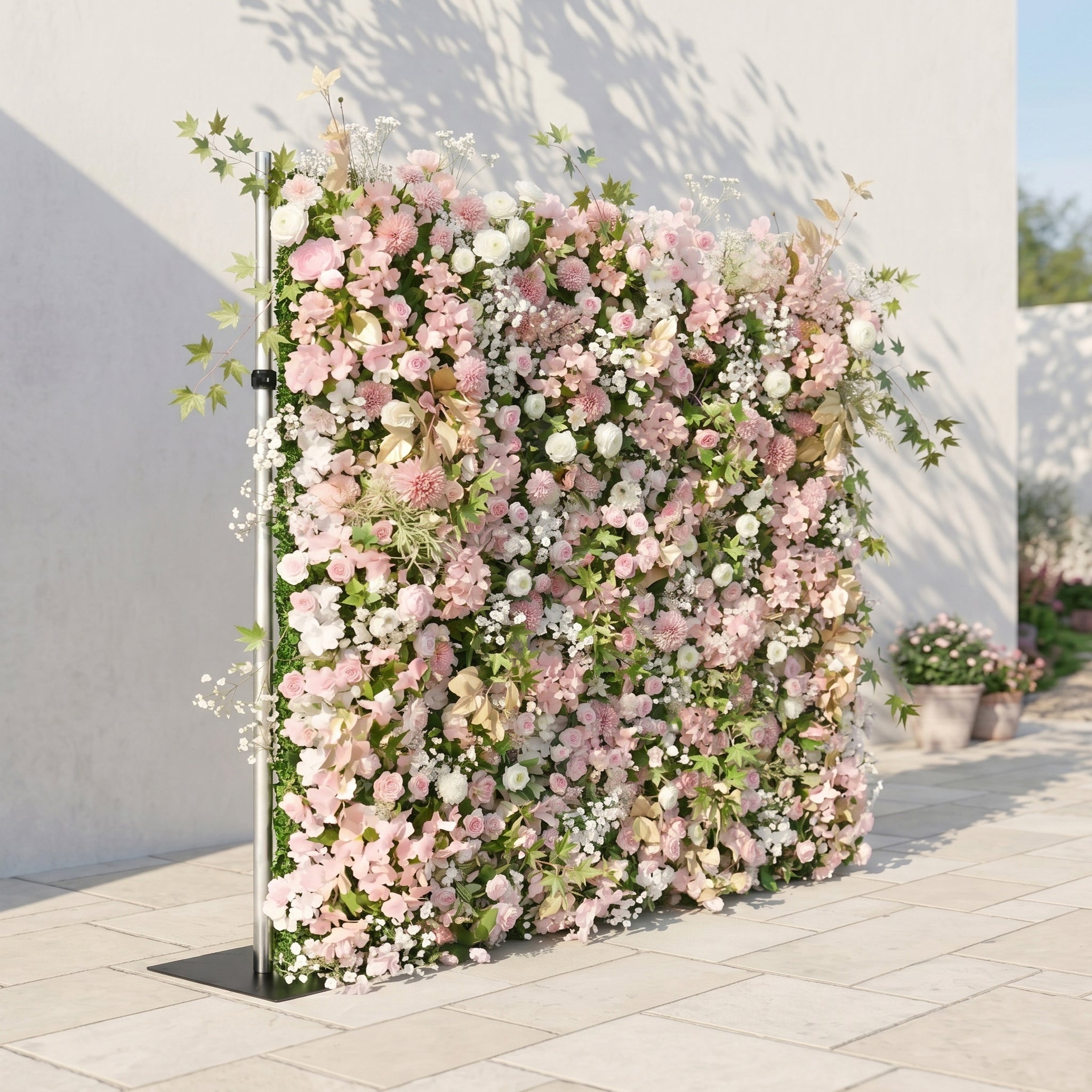 Livelia:Classic and Luxury 5D Pink&White Flower Wall with Greenery for Weddings&Event Decor livelia left