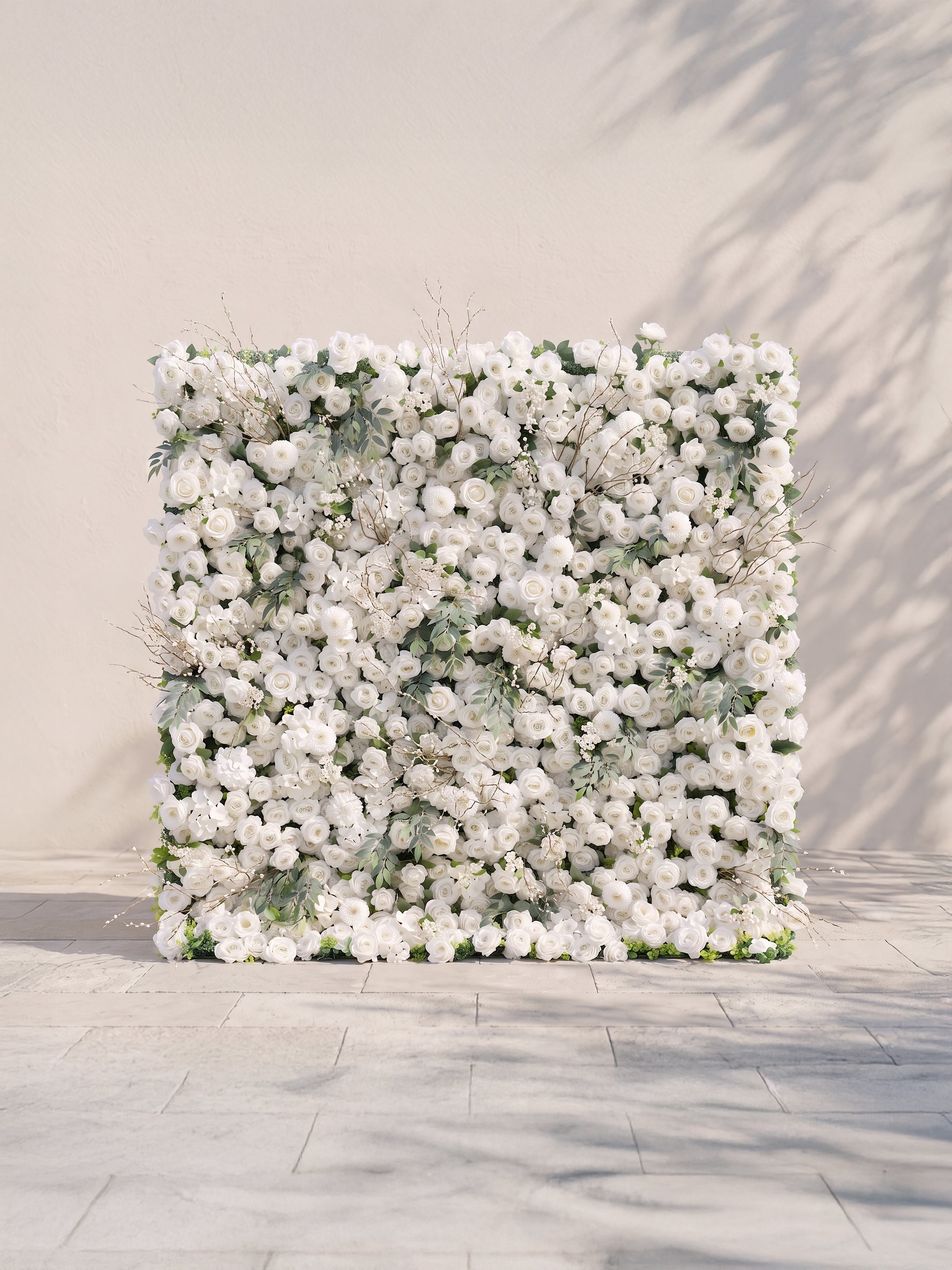 Livirae: 5D Fabric Artificial rolling up curtain flower wall — front view