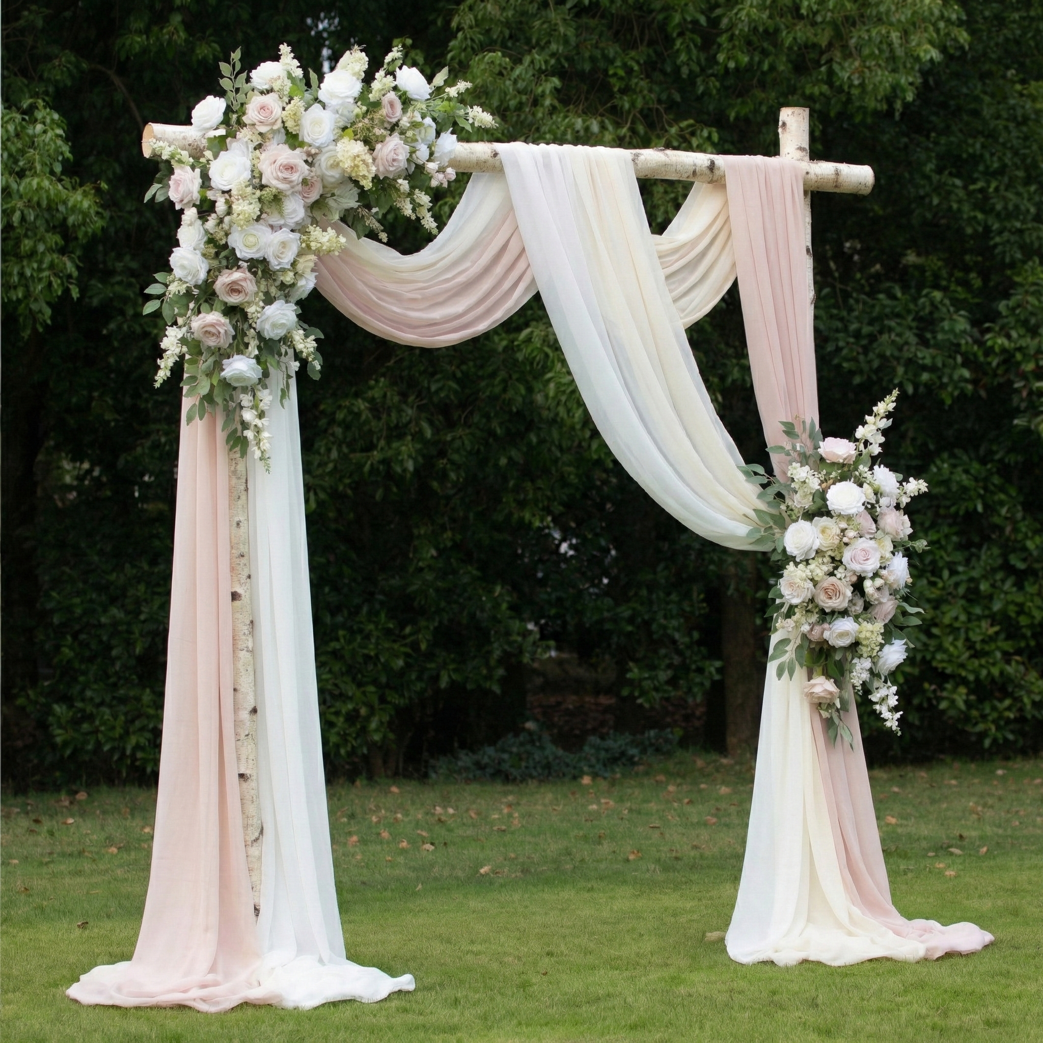Luxury Nude Pink and White Floral Arrangement with Drapes Decoration Kit for Wedding&Events+2 Ground Flowers