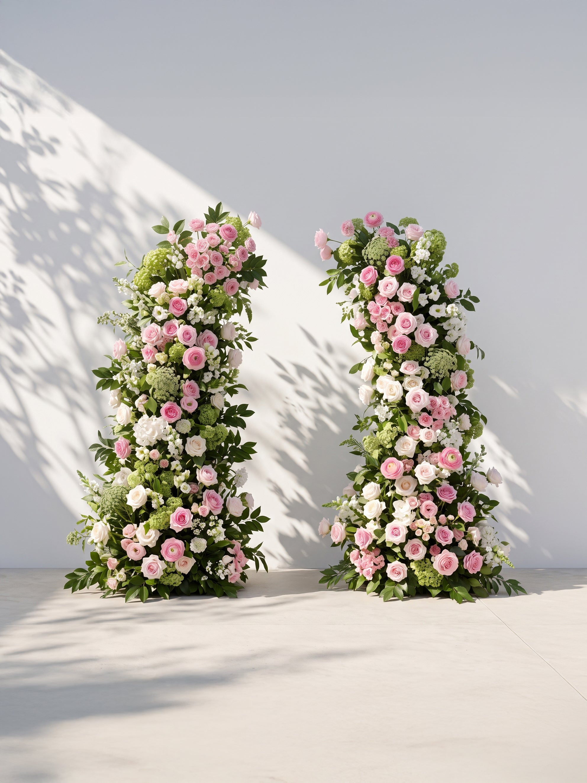 Lumena Luxury Horn Shaped Flower Arch with Frame for Wedding Party Event Backdrop Decoration — front view
