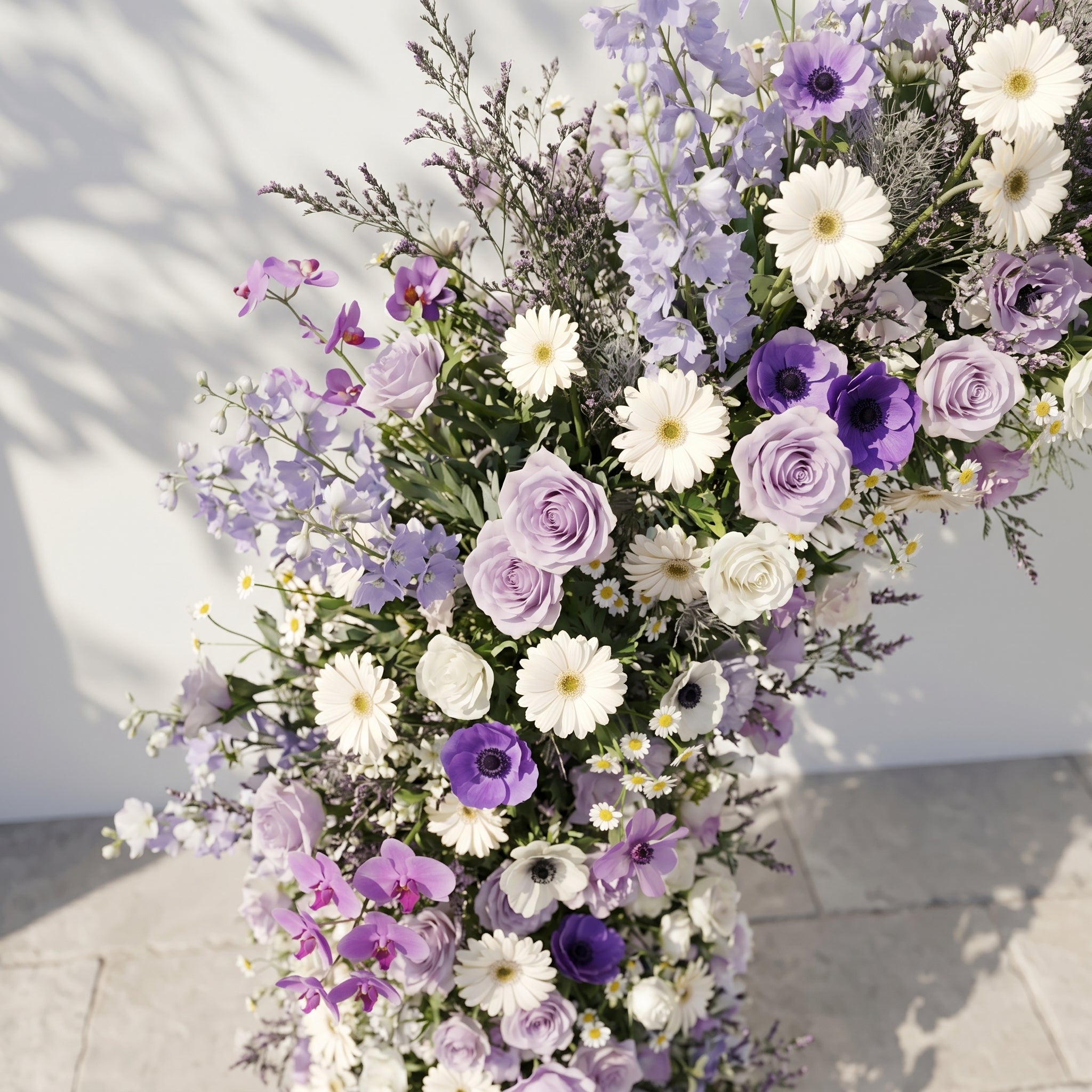Lumvale flower arch: New Luxury Purple Floral Arch with Purple Roses and White Daisy Flower Arch for Weddings&Events Decoration Incuding Frame