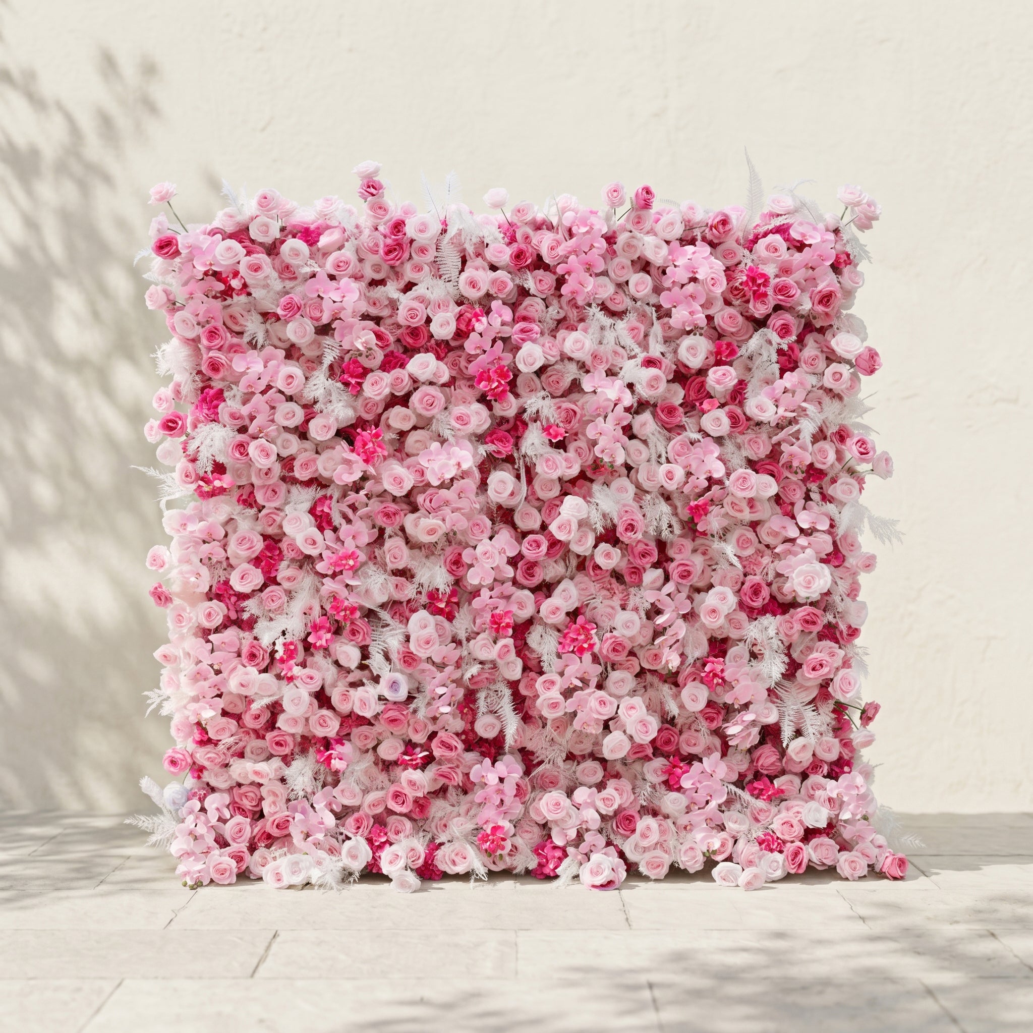 Lyrelloria:Luxury 5D Ombre Pink Silk Floral Wall Roll-Up Backdrop for Vibrant Romantic Weddings