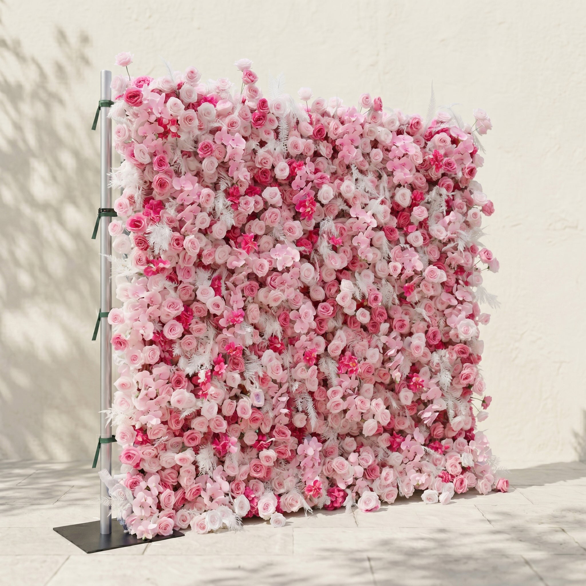 Lyrelloria:Luxury 5D Ombre Pink Silk Floral Wall Roll-Up Backdrop for Vibrant Romantic Weddings