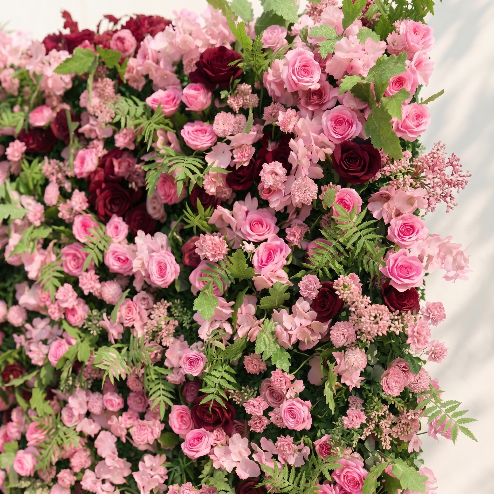 Malrella: Luxury 5D Pink roses Flower wall with Greenery for Outdoor Weddings&Event Decor malrella detail 1