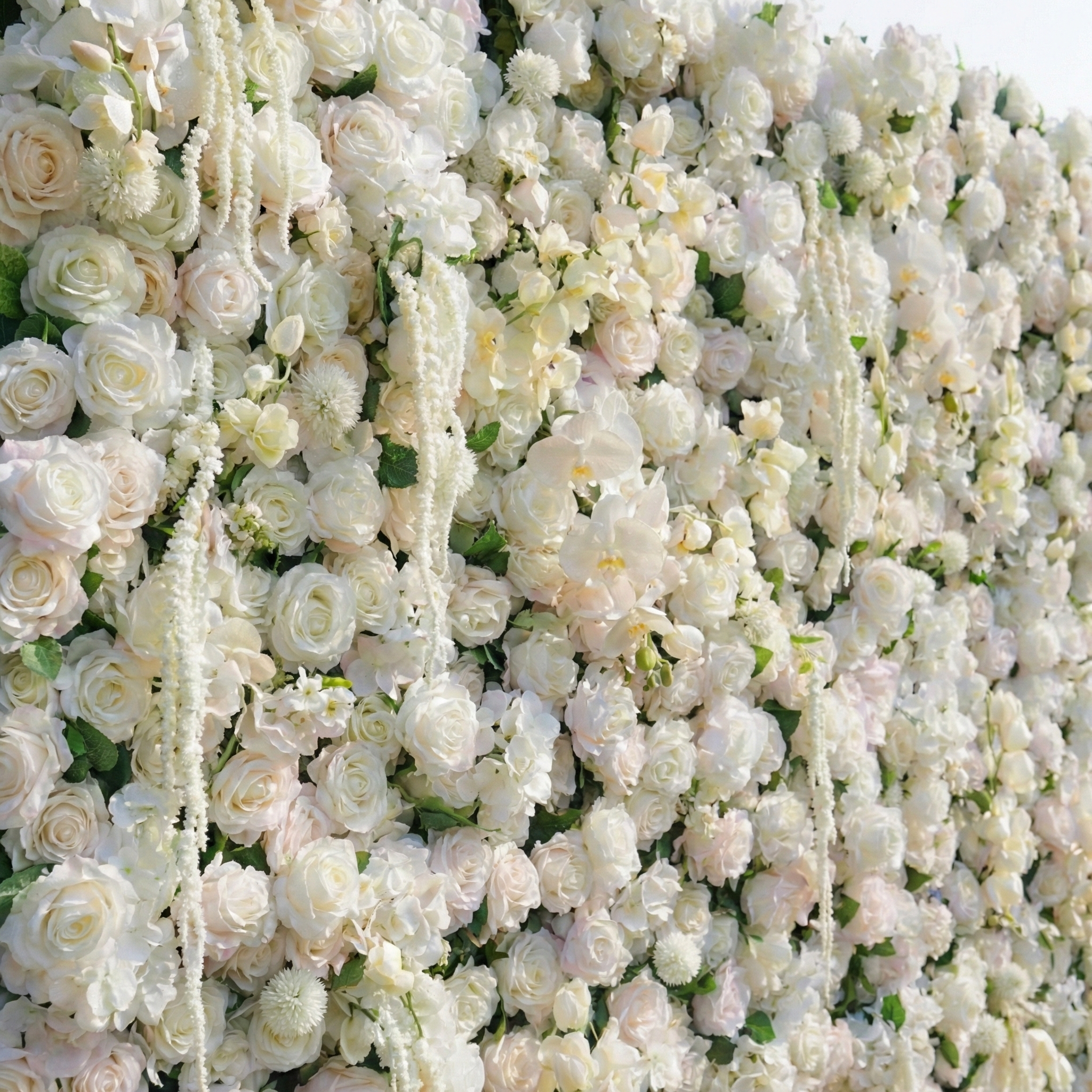 Marina: 5D Ivory & Light Blush Silk Rose Flower Wall Roll-Up Fabric Backdrop for Elegant Wedding & Bridal Shower Party