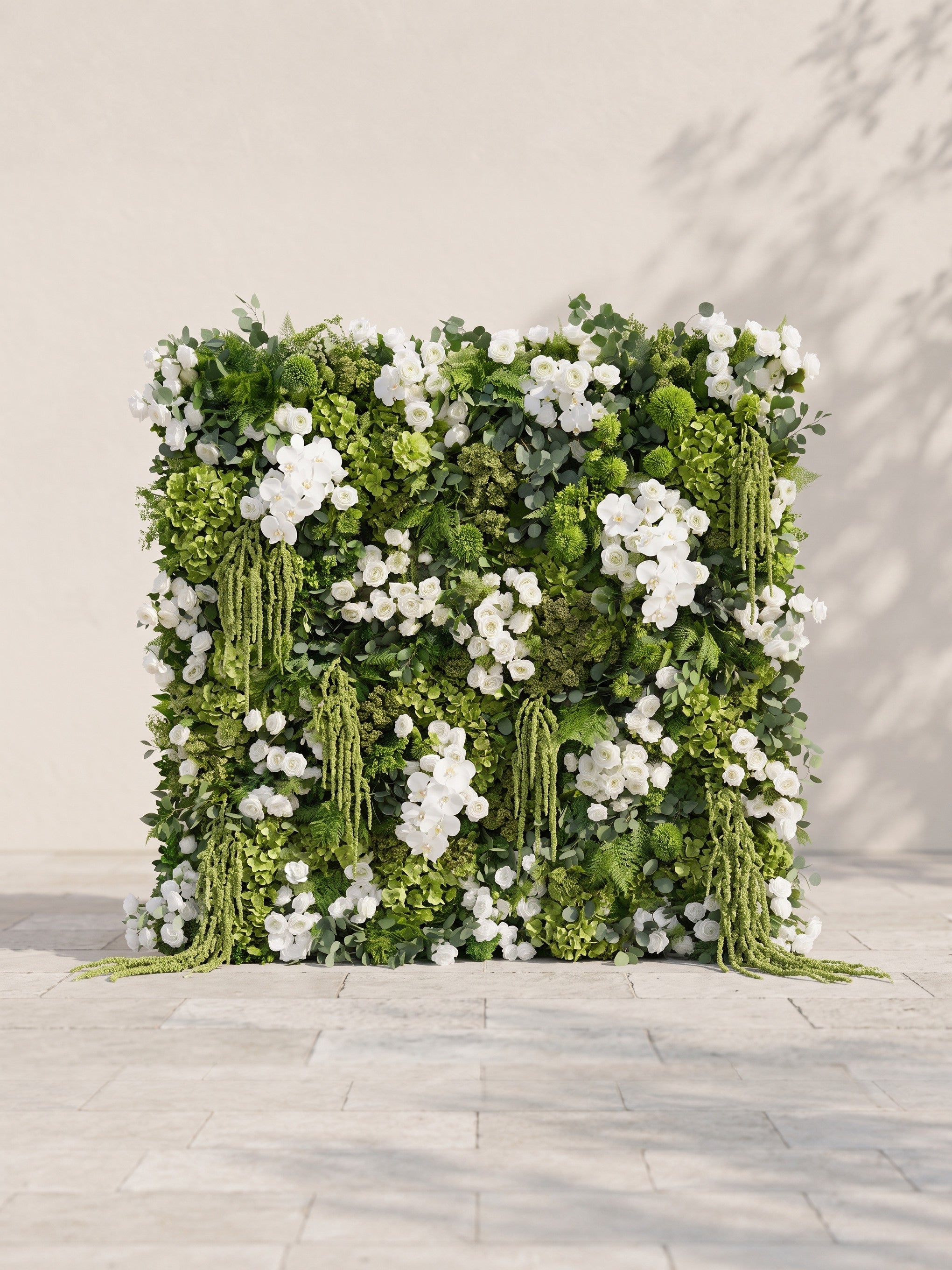Marirae: 5D Fabric Artificial rolling up curtain flower wall — front view