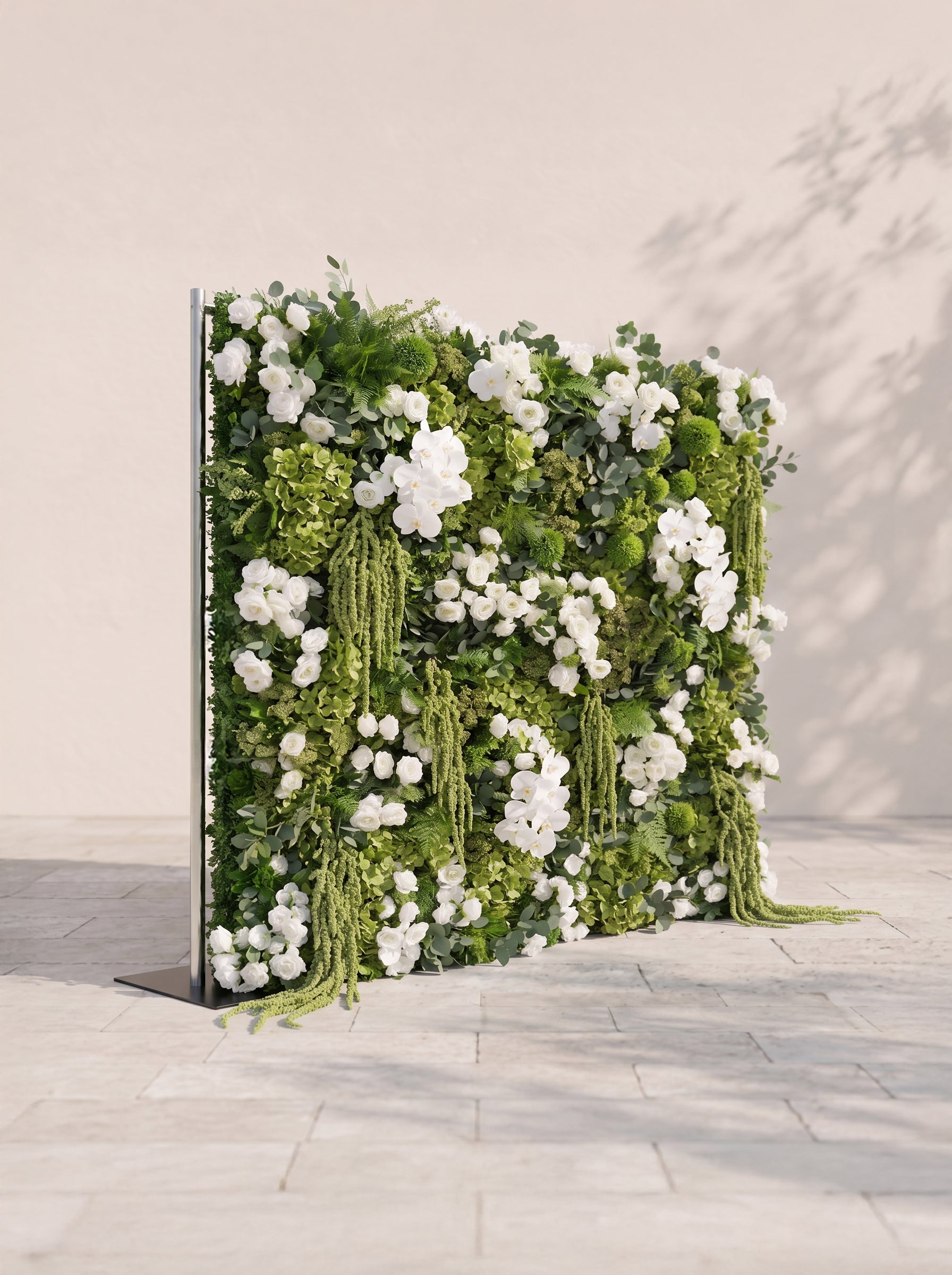 Marirae: 5D Fabric Artificial rolling up curtain flower wall — left view