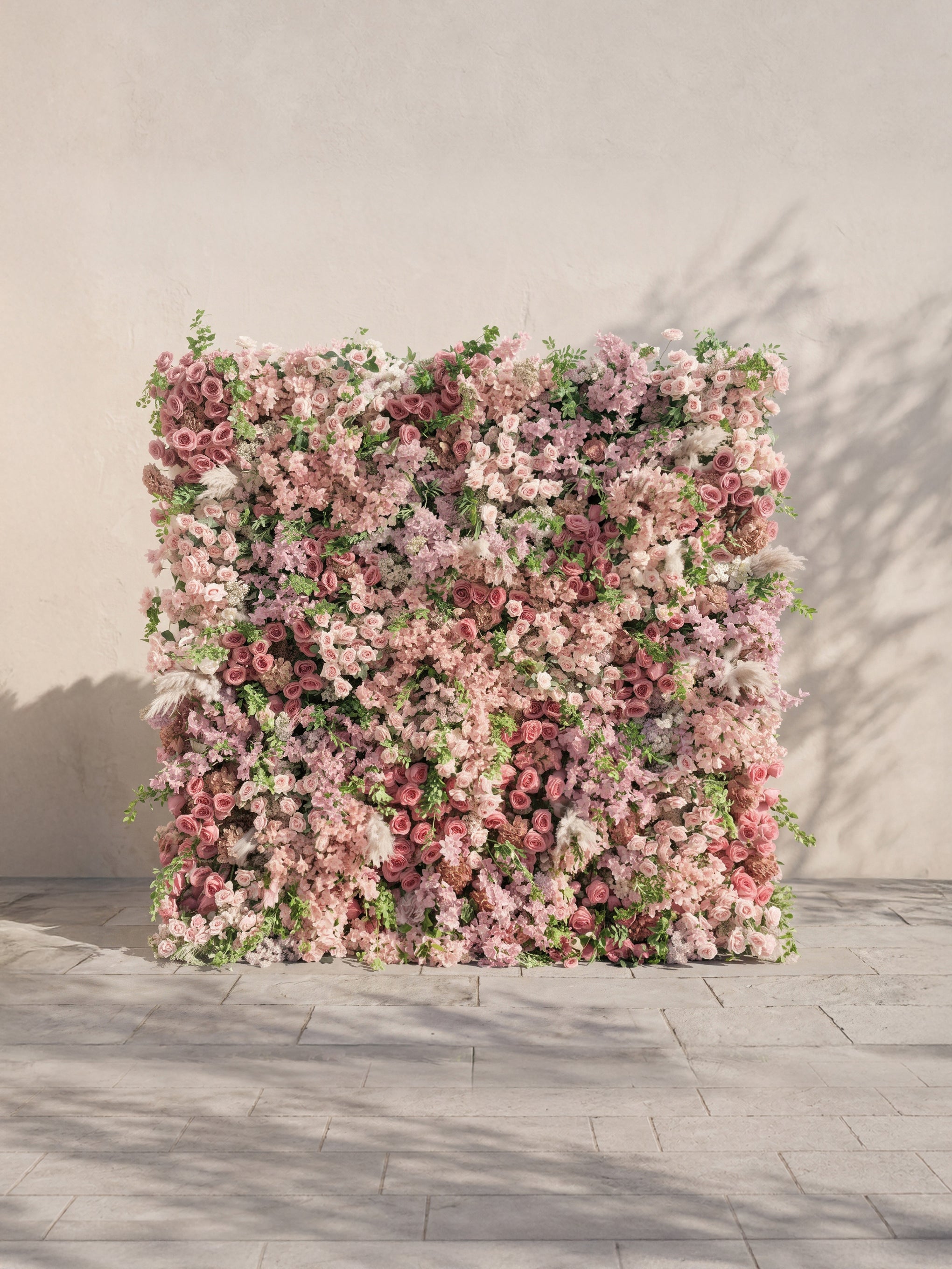 Mavenalia: 5D Fabric Artificial rolling up curtain flower wall — front view