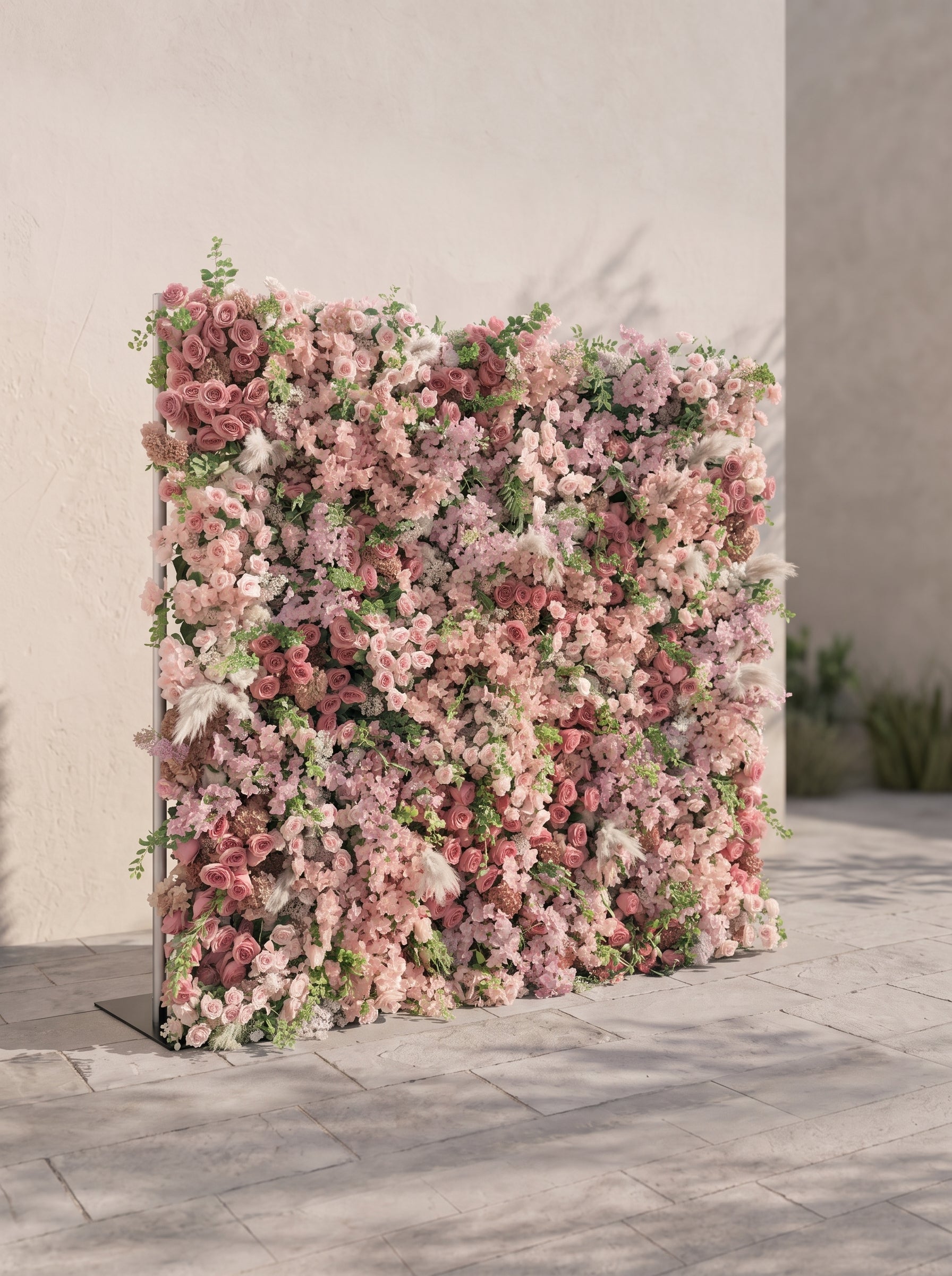 Mavenalia: 5D Fabric Artificial rolling up curtain flower wall — left view