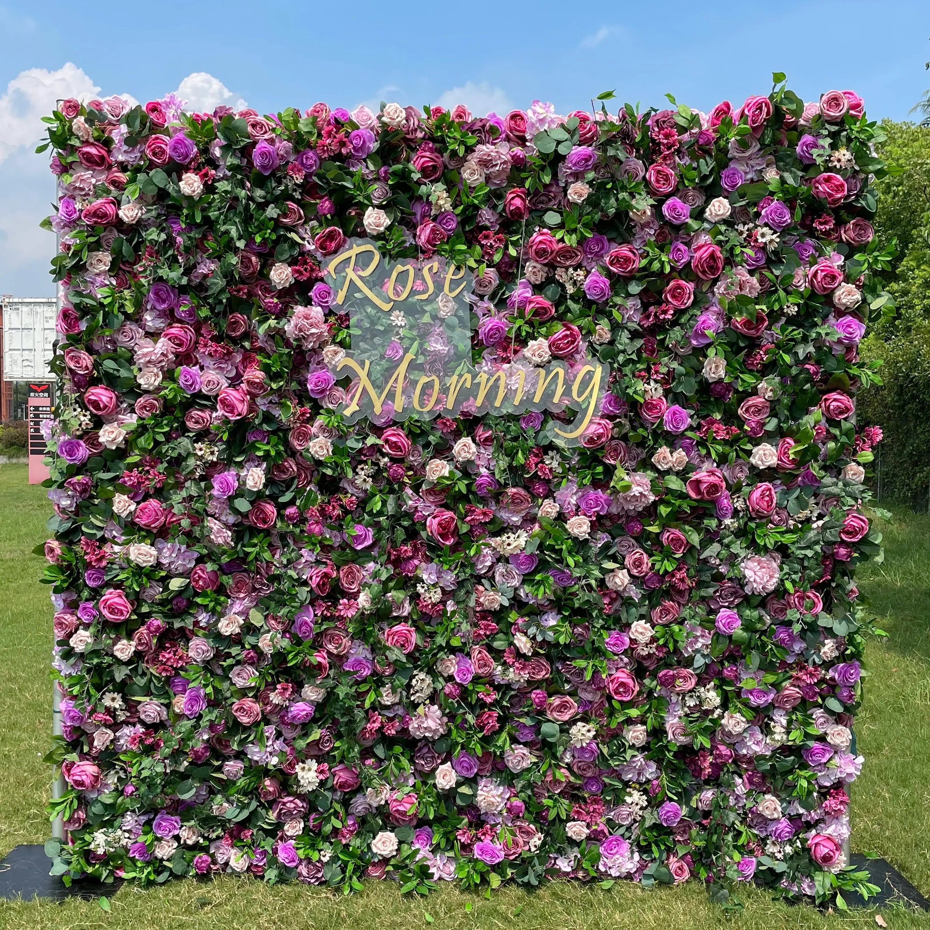 May:4D Fabric Artificial rolling up curtain flower wall