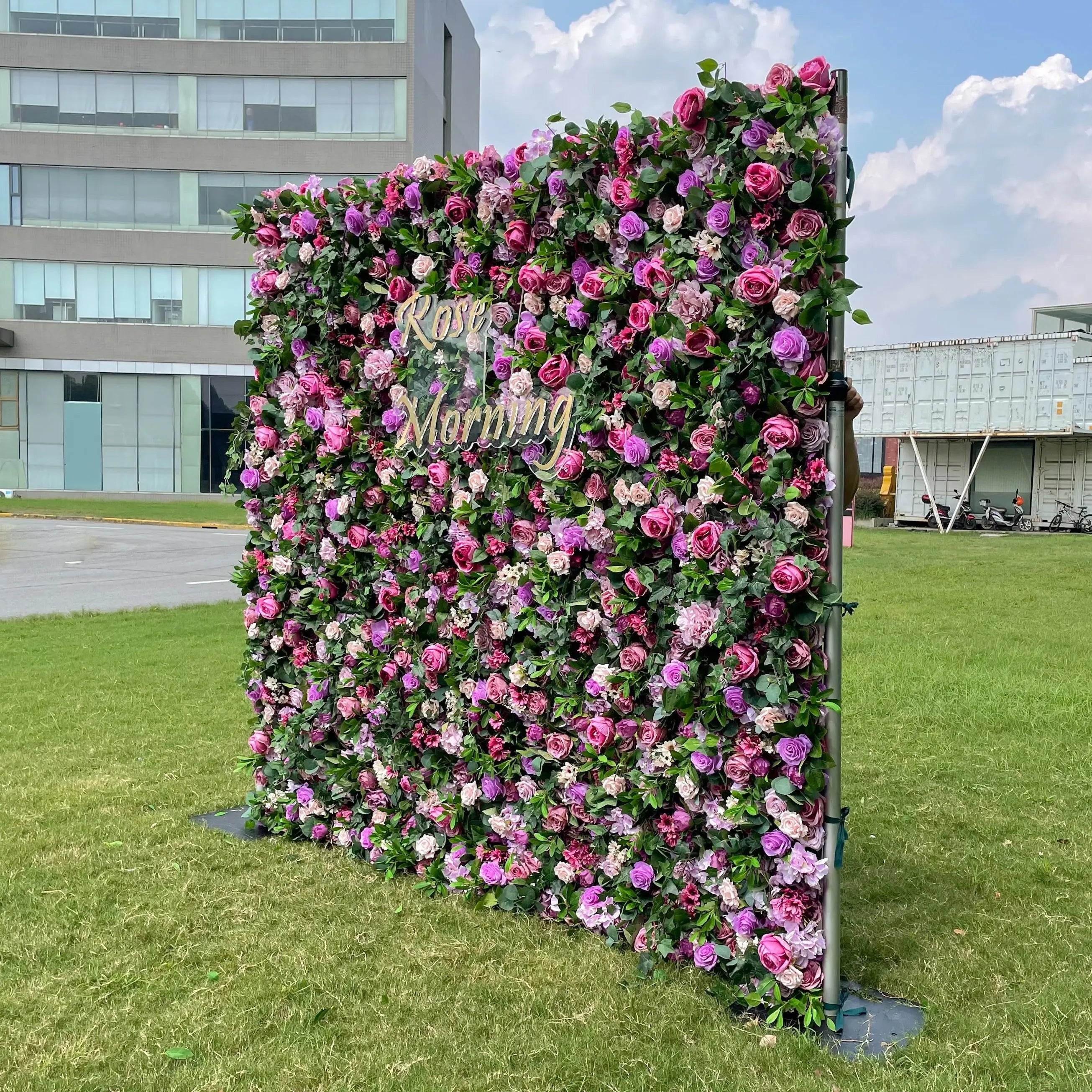 May:4D Fabric Artificial rolling up curtain flower wall
