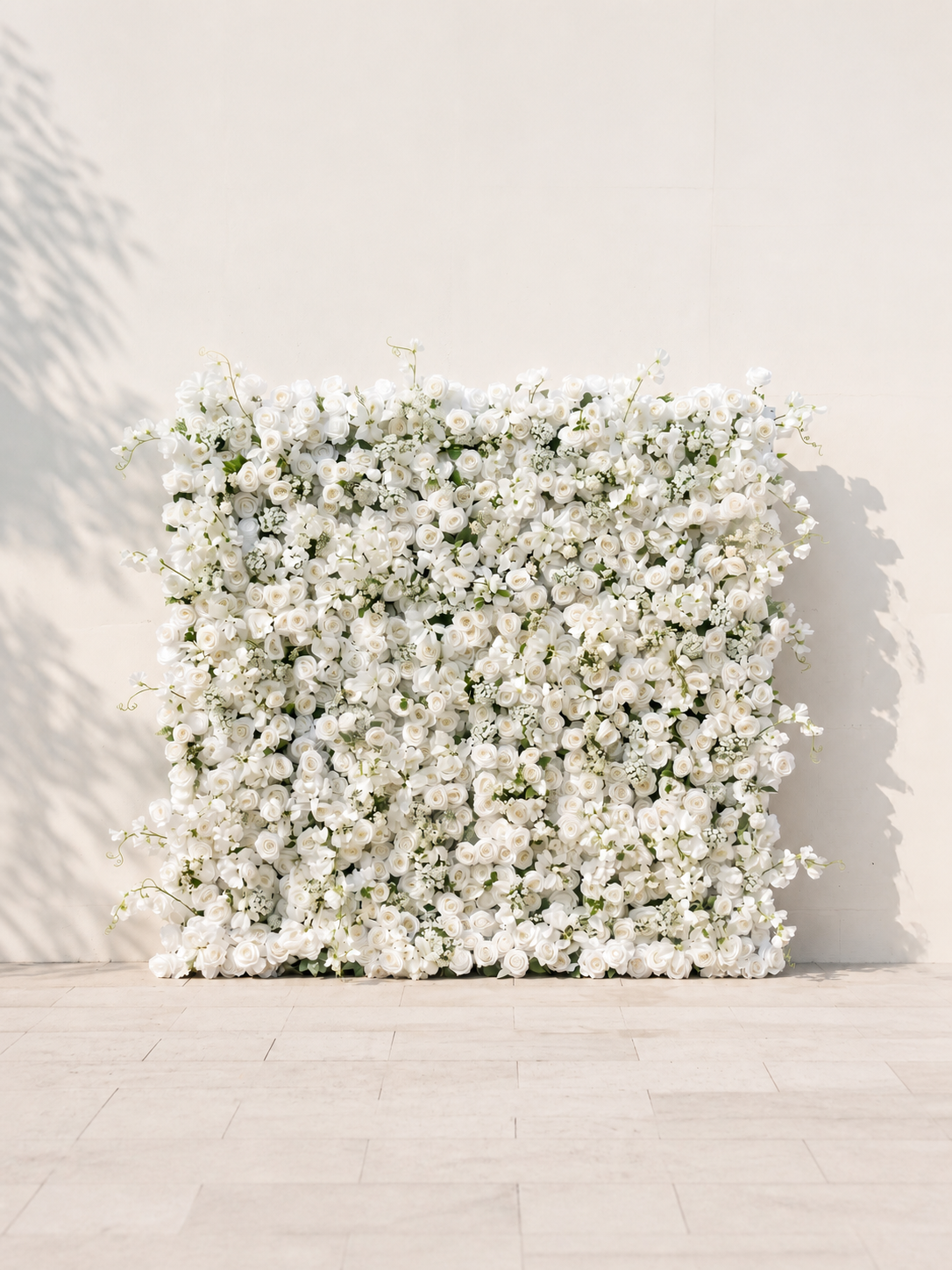 Melirae 5D Fabric Artificial rolling up curtain flower wall — front view