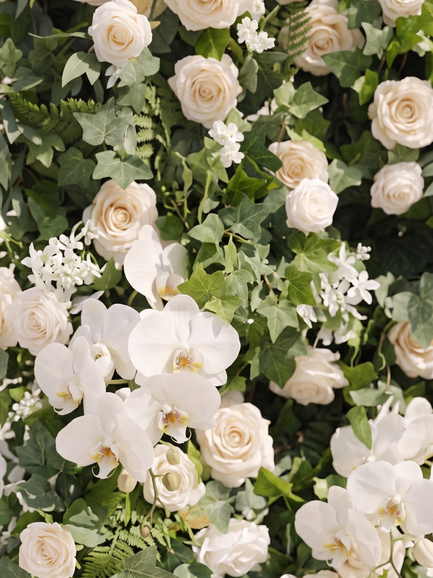 Melmora: 5D Fabric Artificial rolling up curtain flower wall — floral detail