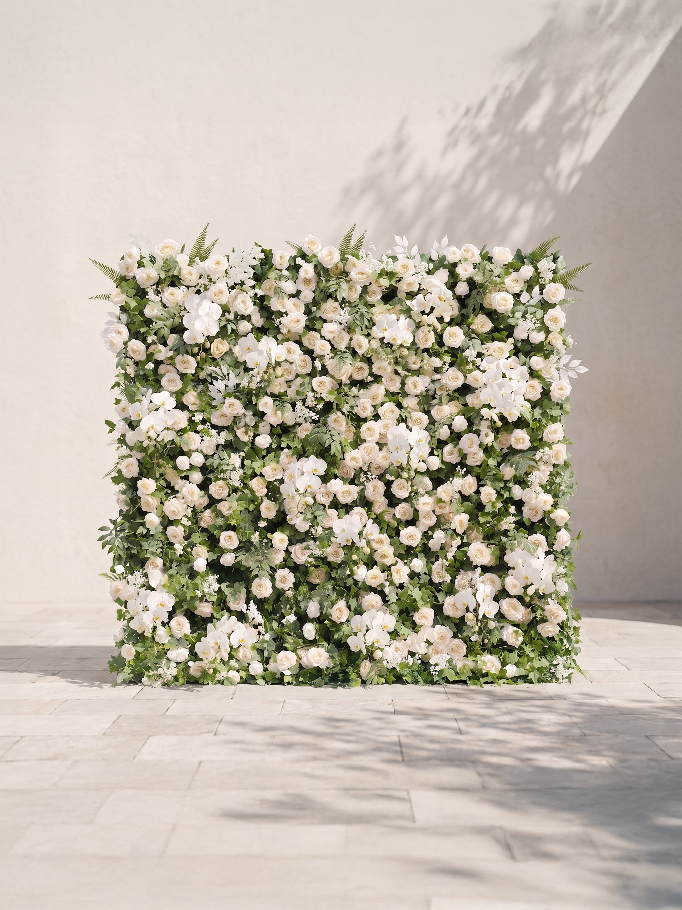 Melmora: 5D Fabric Artificial rolling up curtain flower wall — front view