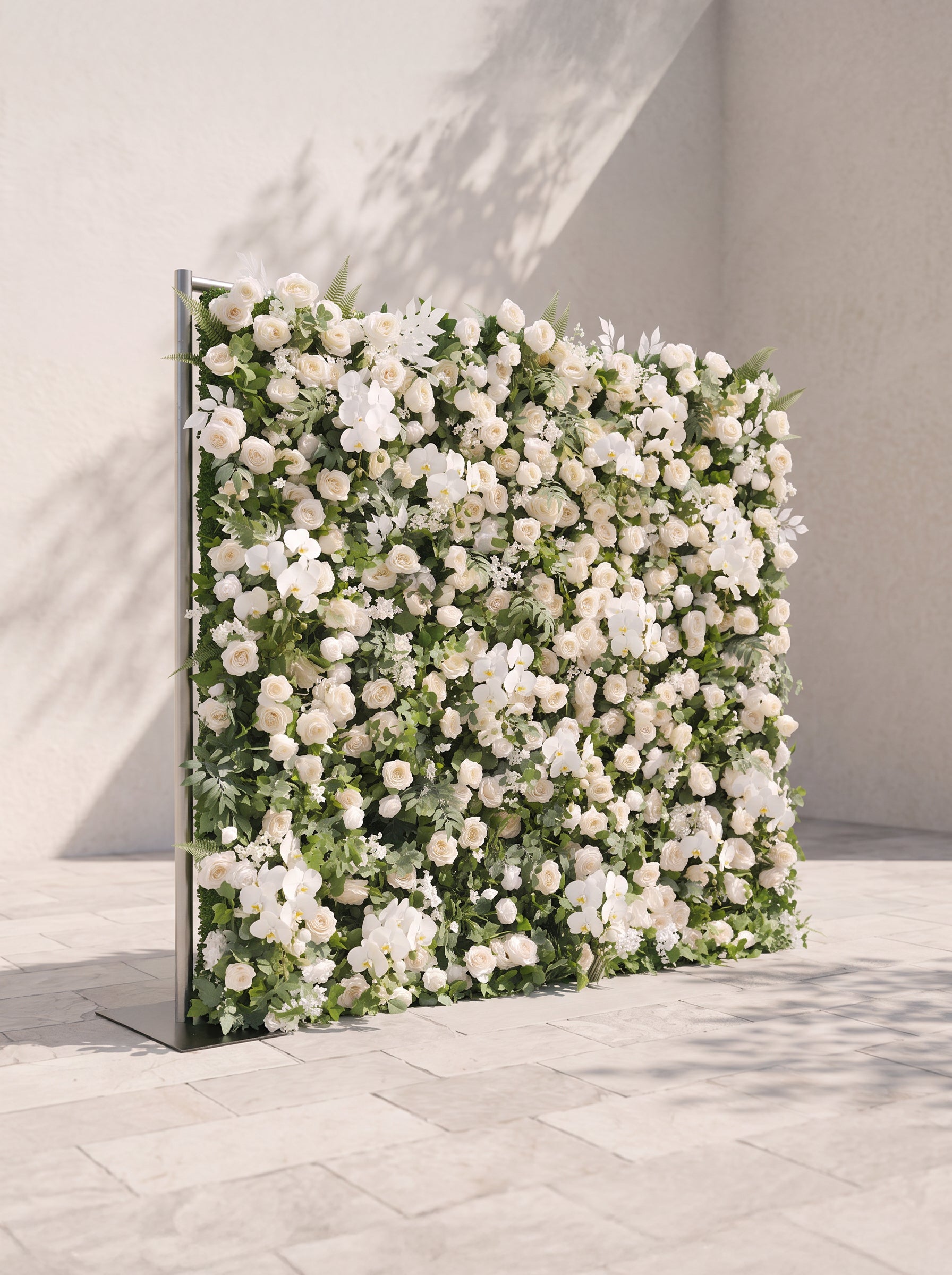 Melmora: 5D Fabric Artificial rolling up curtain flower wall — left view