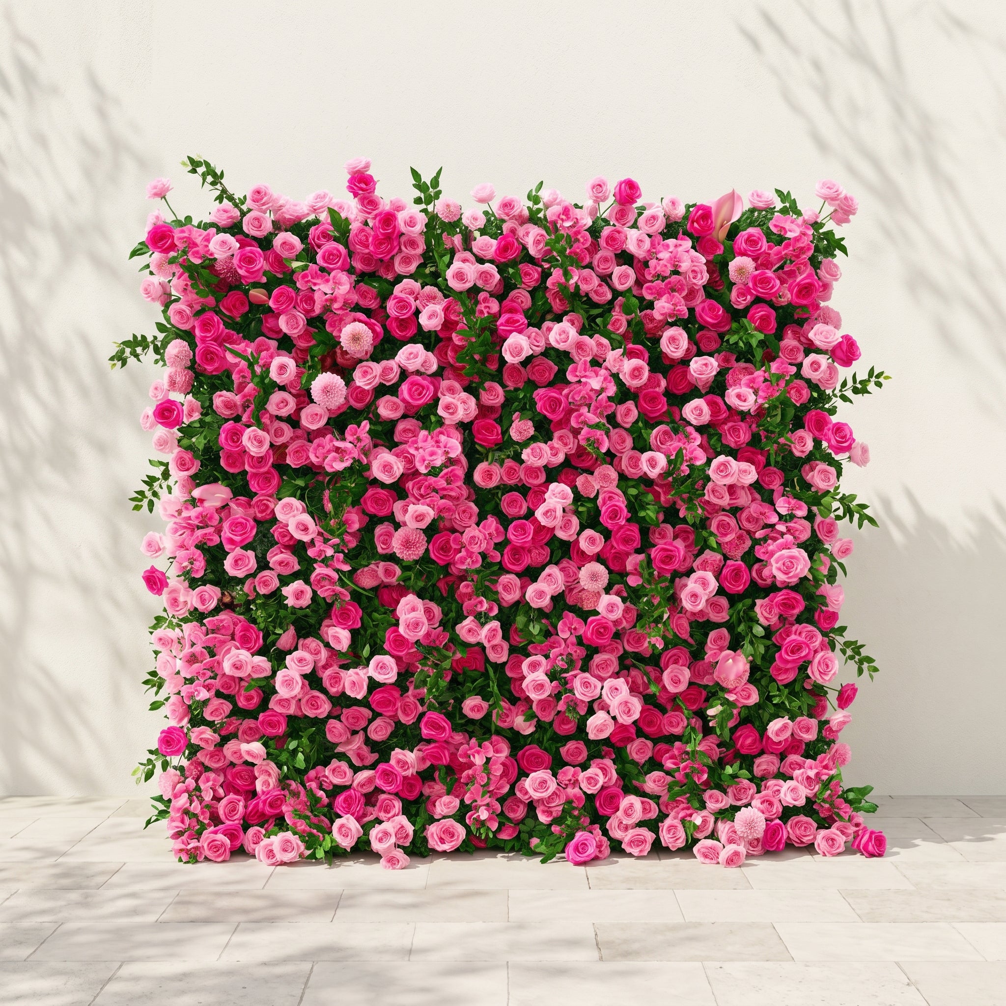 Melorae: Luxury 5D Hot Pink & Blush Silk Floral Wall Roll-Up Backdrop for Vibrant Romantic Weddings