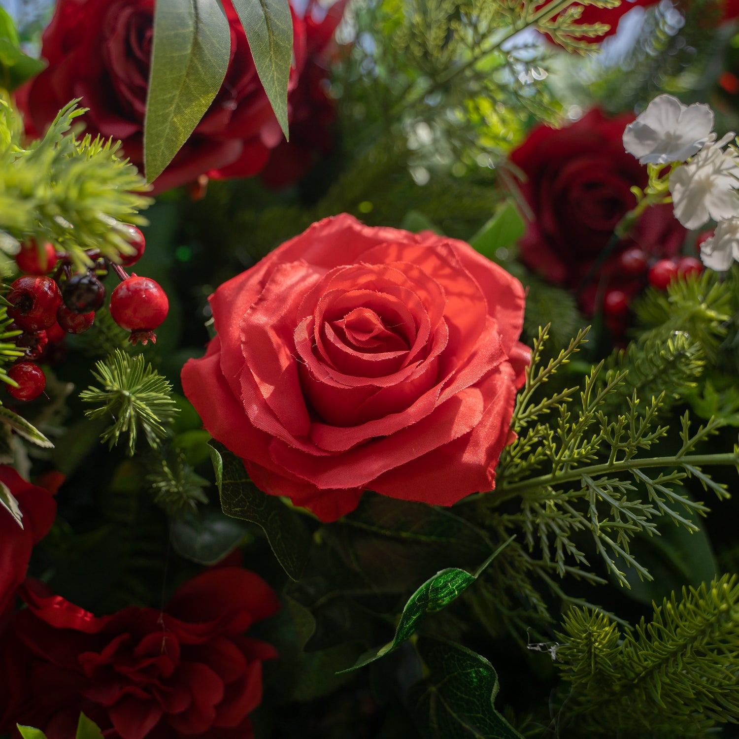 MC-A: Christmas Fabric Backdrop Artificial rolling up flower wall