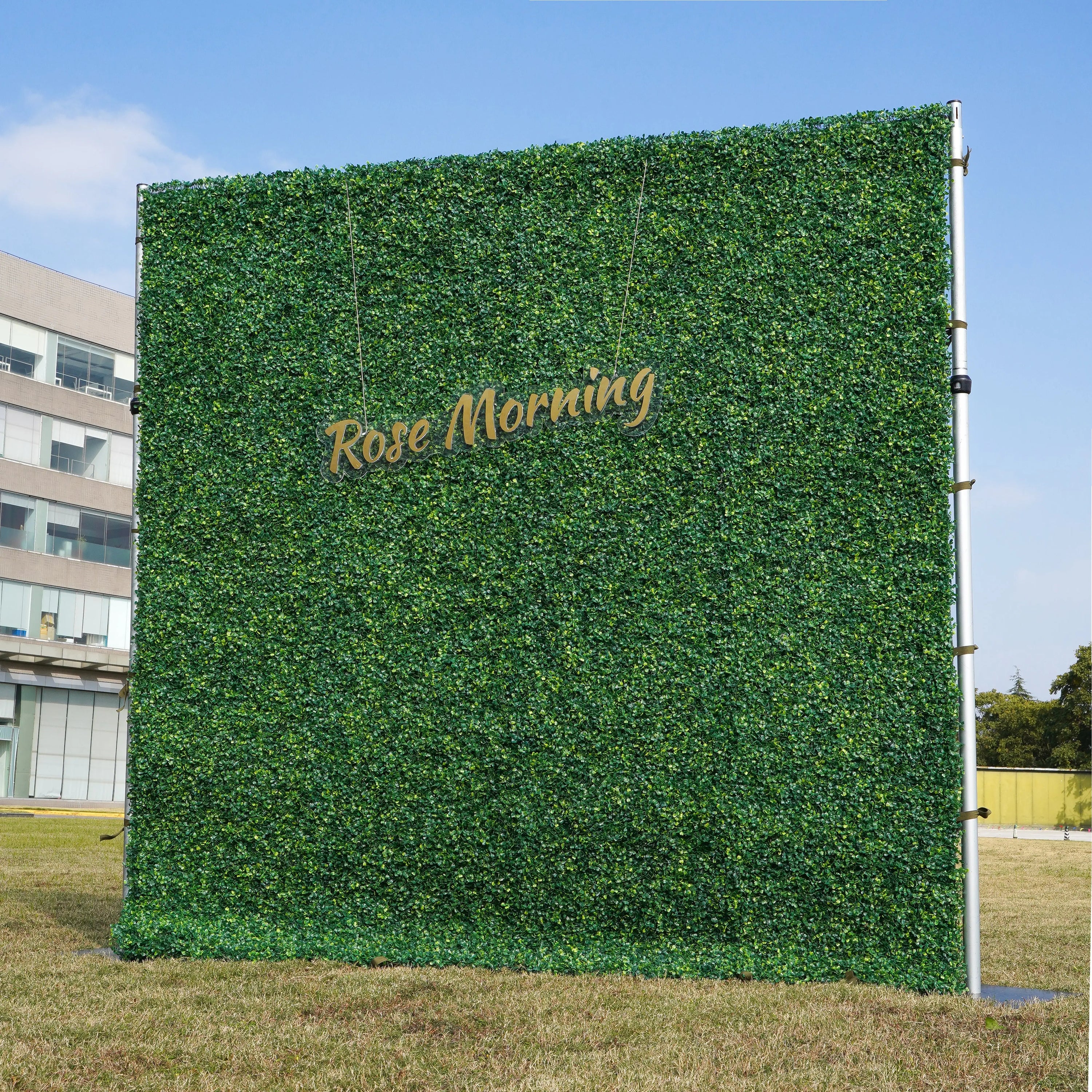 Milan: Fabric Artificial rolling up curtain green flower wall(In Us Stock)
