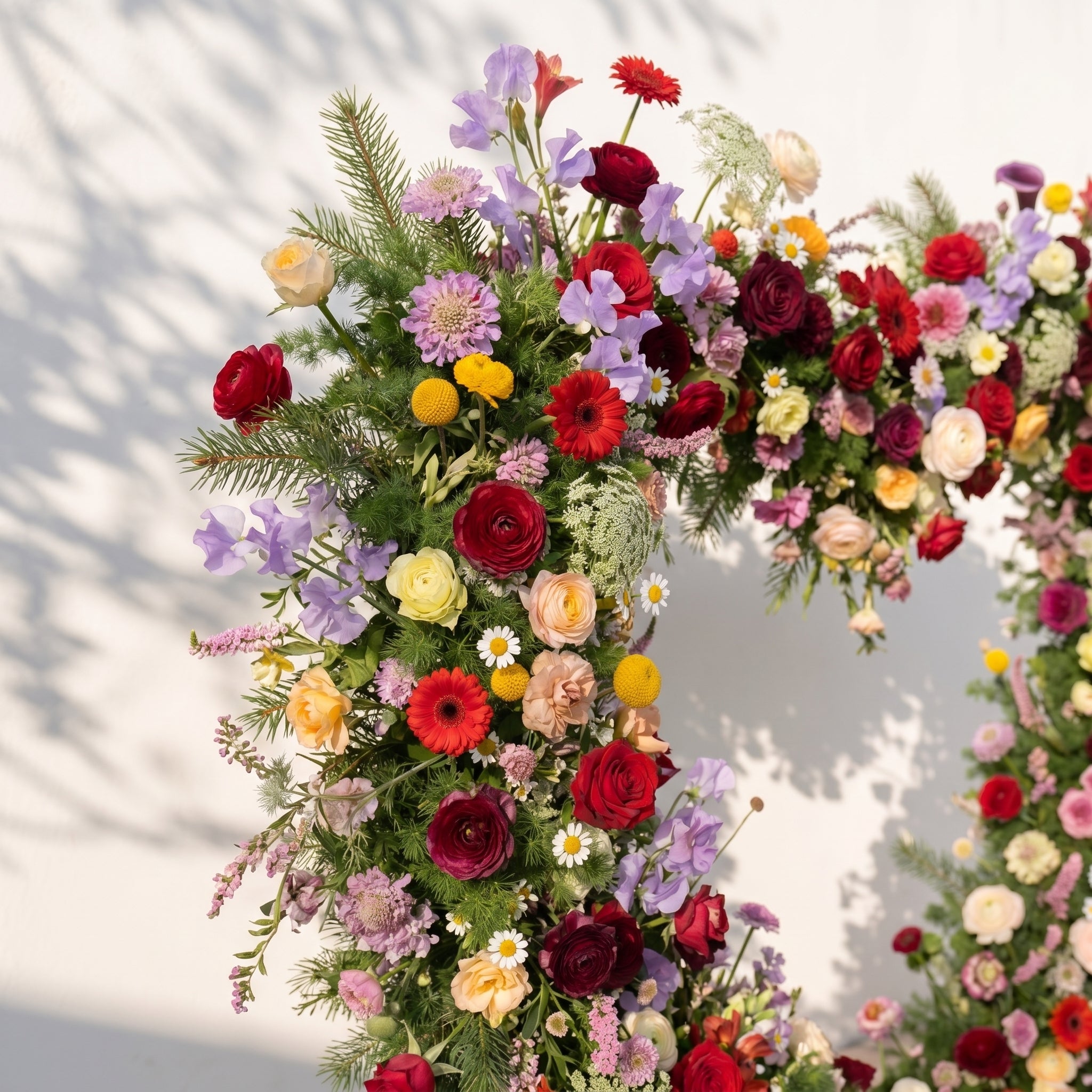 Mirmora: Heart-Shaped Multi-Color Mixed Floral Silk Flower Arch Floral Arrangement for Boho Weddings