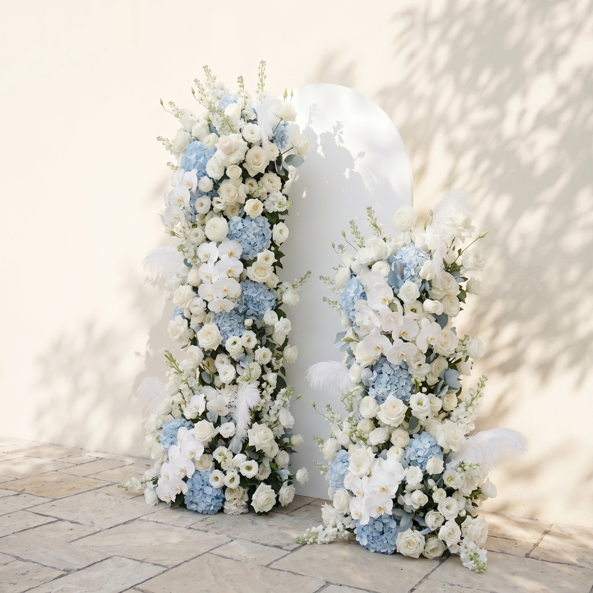 Sky Blue Hydrangea White Orchid Rose Wedding Background Arch KT Board Decorative Flower Row Excludes Frame