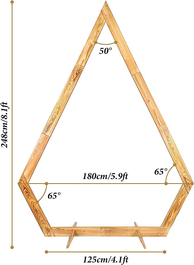 This wooden wedding arch is made of high quality wood for durability. The pentagonal design of the arch is elegant and beautiful, adding a romantic touch to your wedding. Can accommodate various venues. The arches are easy to assemble and disassemble and are reusable.