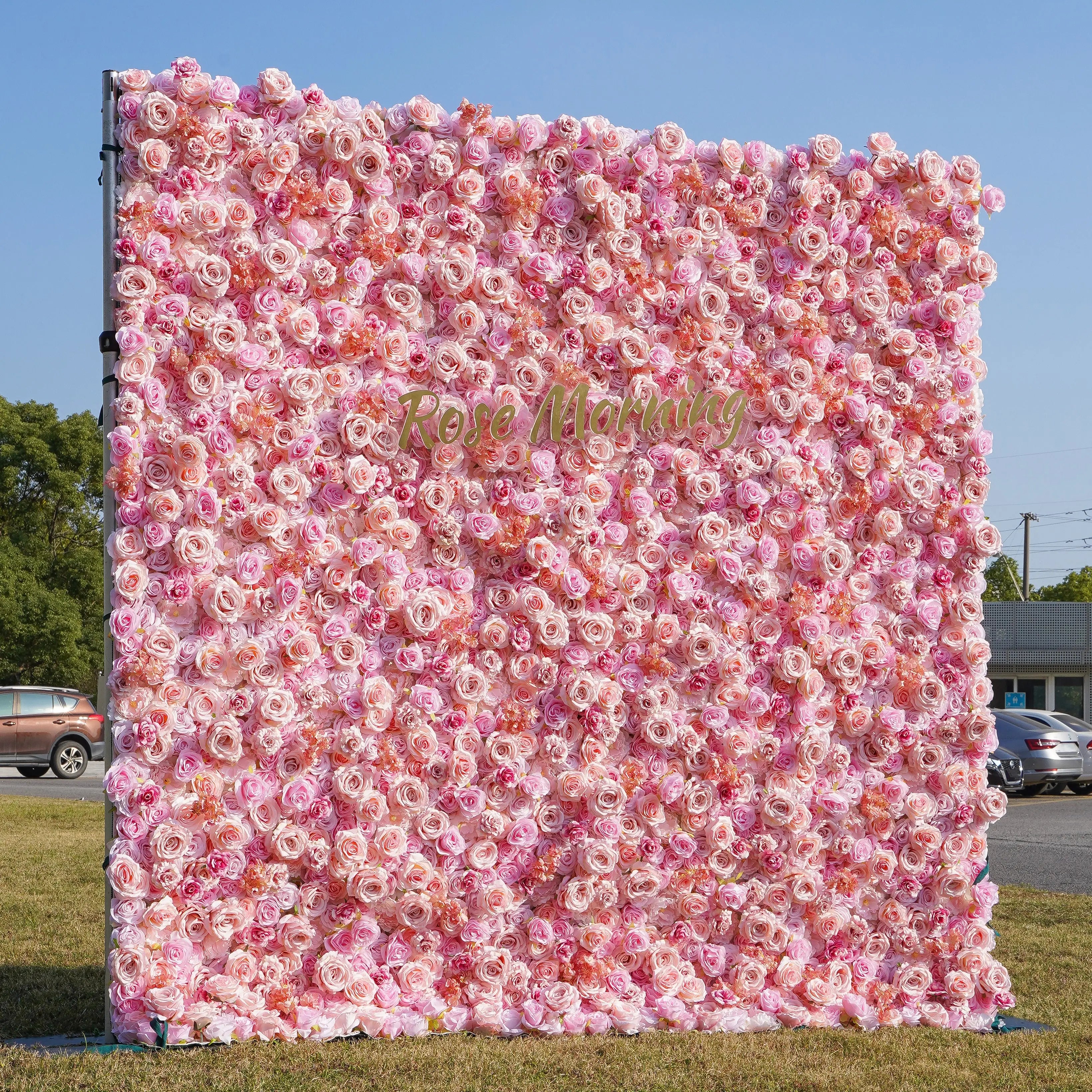 Nana:5D Fabric Artificial rolling up curtain flower wall