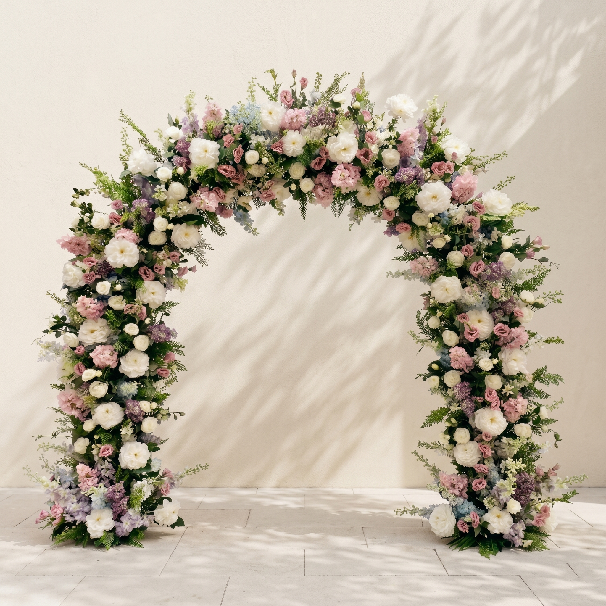Nellina:Luxury Classic White and Pink Flower Arch with Greenery for Weddings&Event Decor Including Frame nellina front
